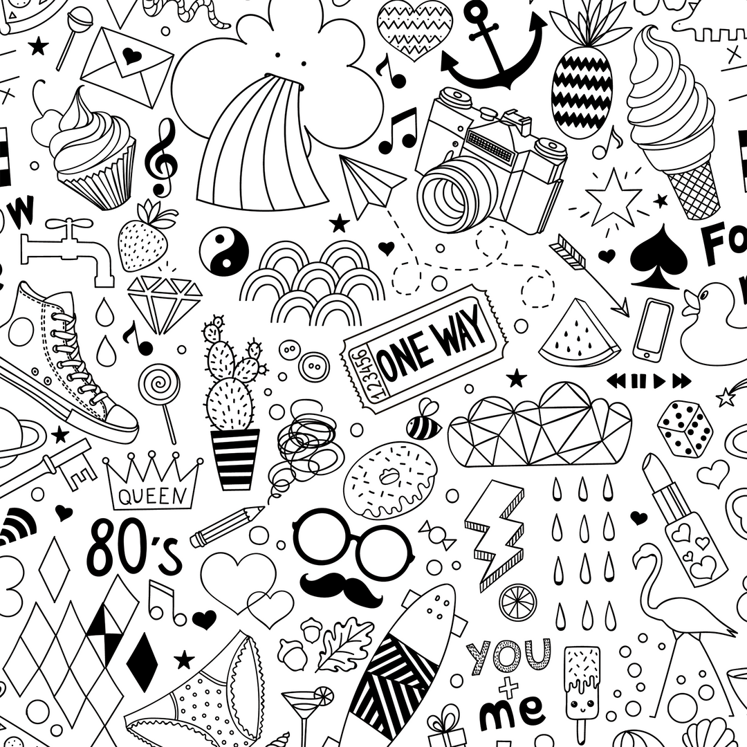 1080x1080 Doodle Removable Wallpaper