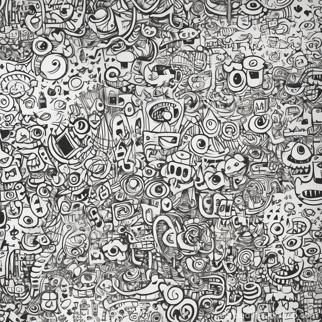 1024x1024 Simple Black and White Doodle Wallpaper