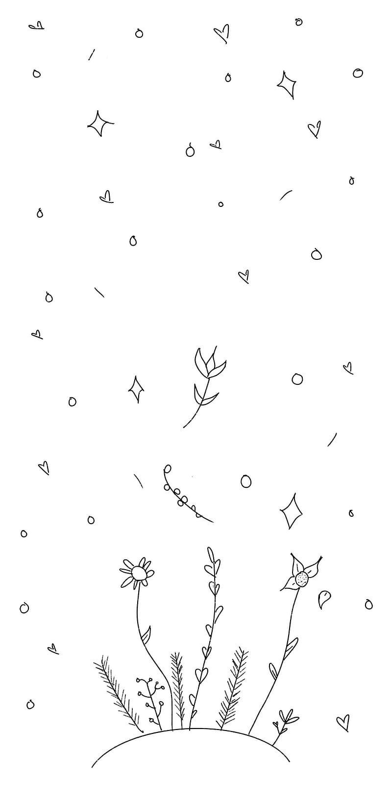 800x1644 Little doodle, botanical, plants