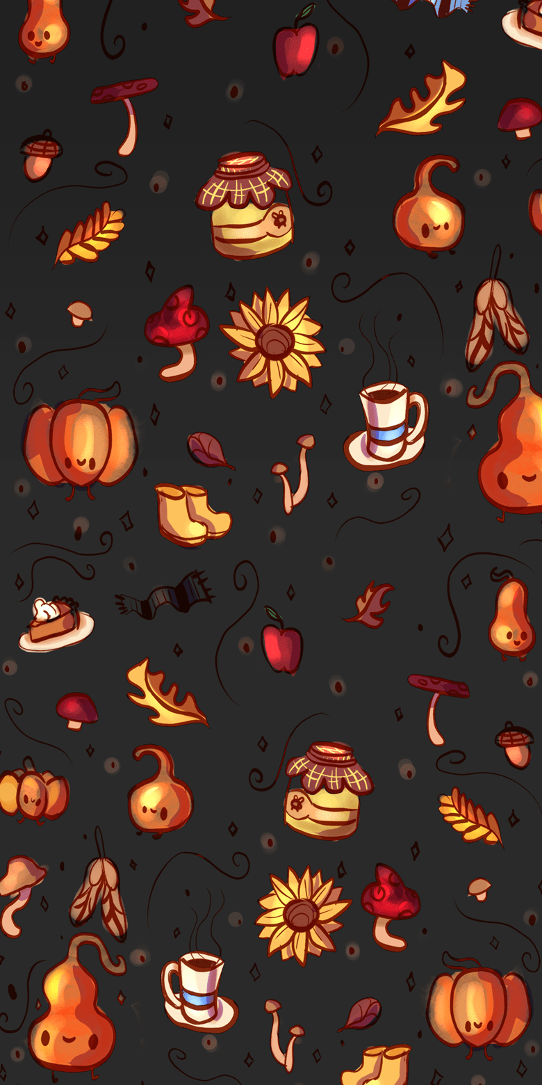 780x1560 Autumn doodles phone Wallpaper