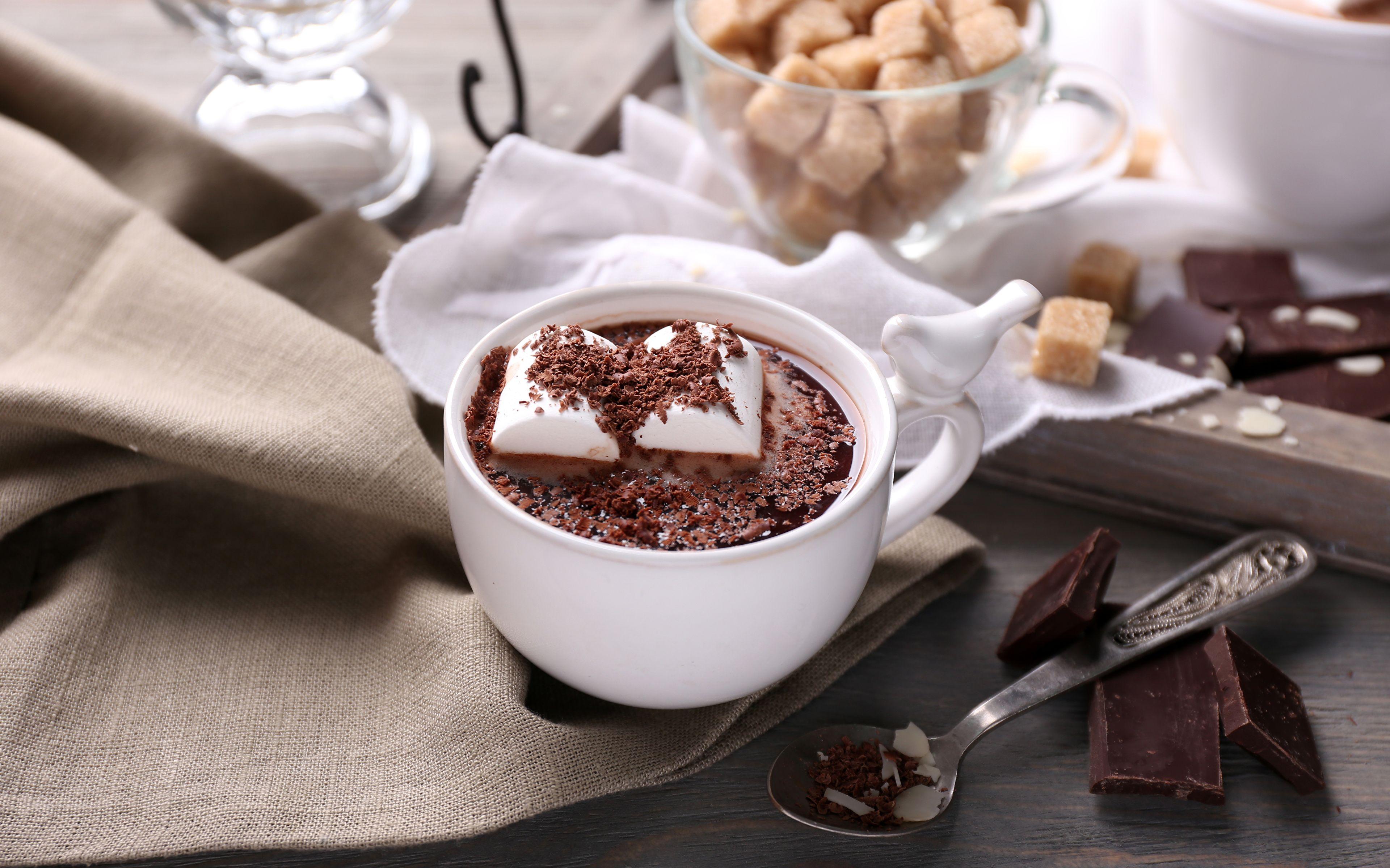 3840x2400 Desktop Wallpaper Chocolate Marshmallow Hot chocolate 3840x2400