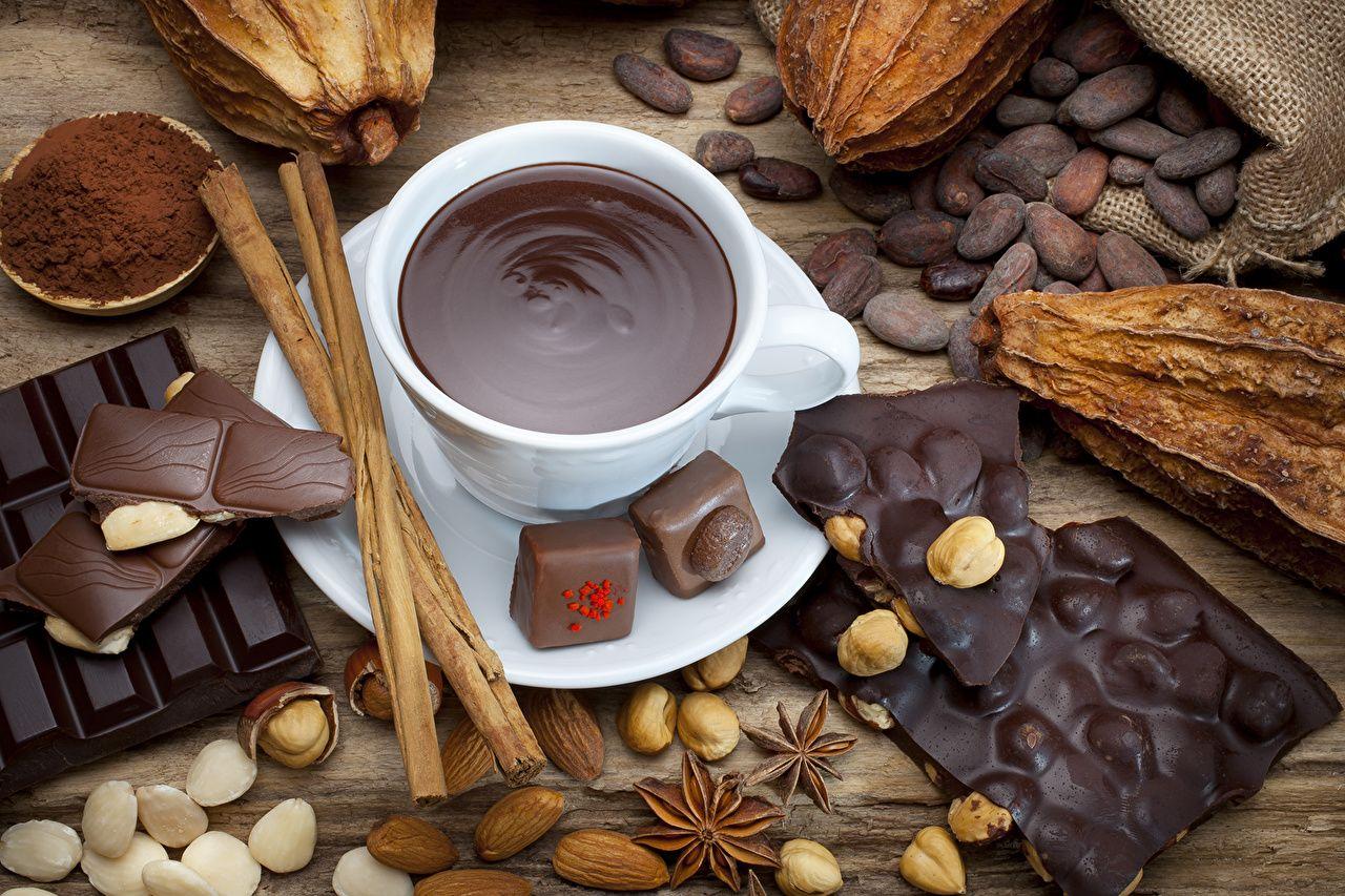 1280x853 Wallpaper Chocolate cocoa Candy Cinnamon Cup Food Nuts