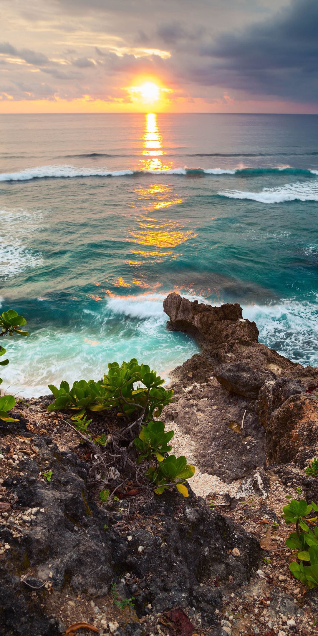 1080x2160 Download Horizon Sunset Sea Indonesia