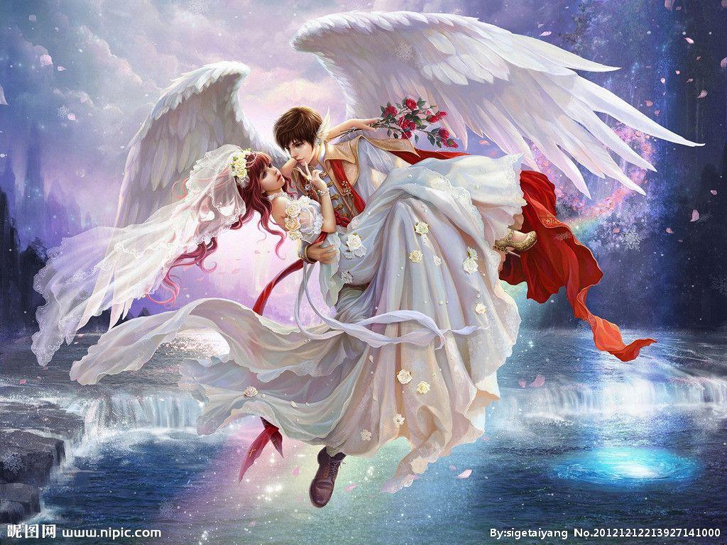 1024x768 Anime angel love wallpaper