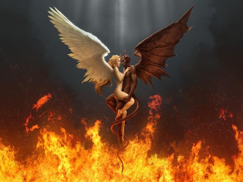 1024x768 angel devils love wallpaper and background. Love