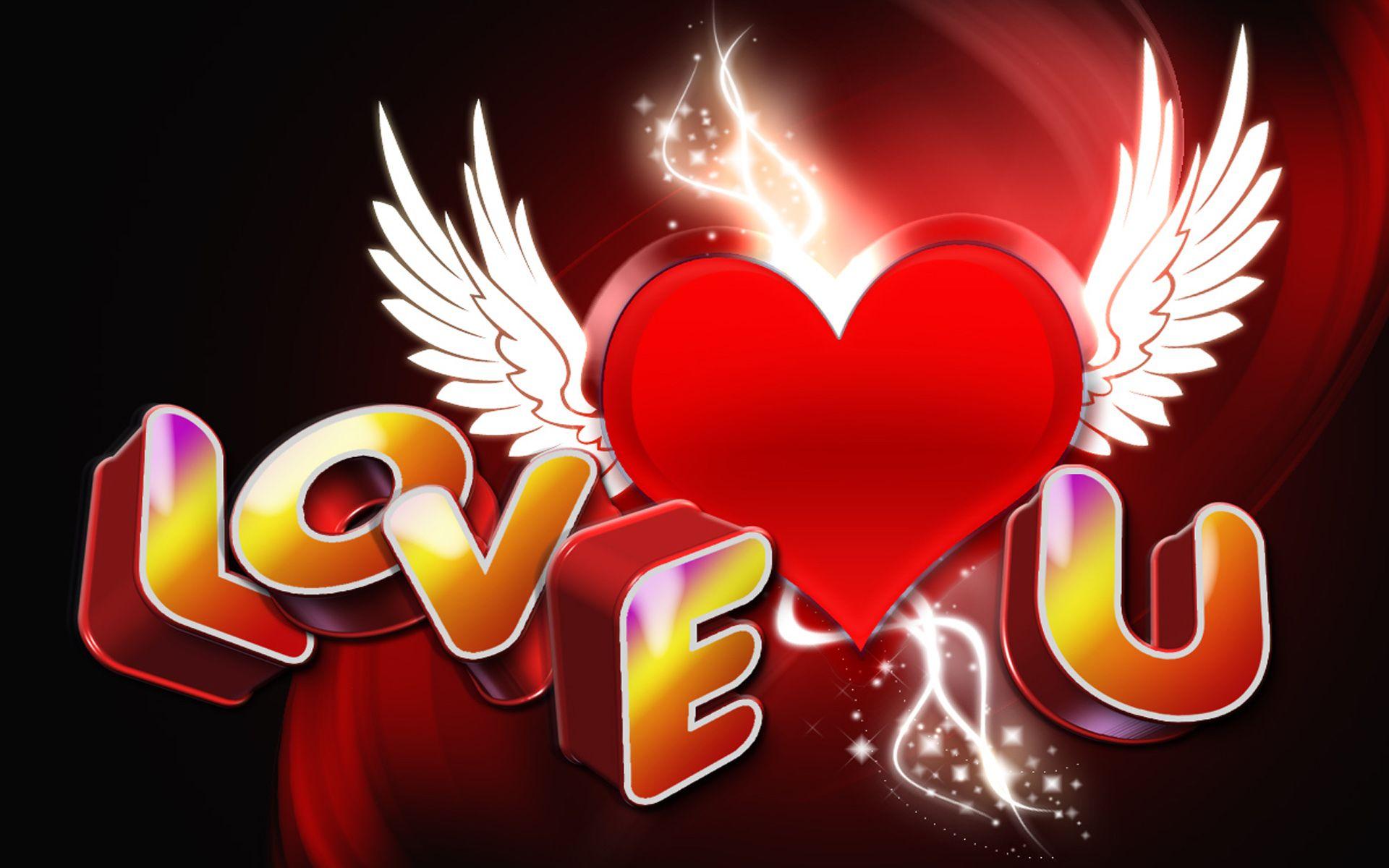 1920x1200 I Love You You Are My Angel Love Red Heart 3D Angel Wings 4k Ultra
