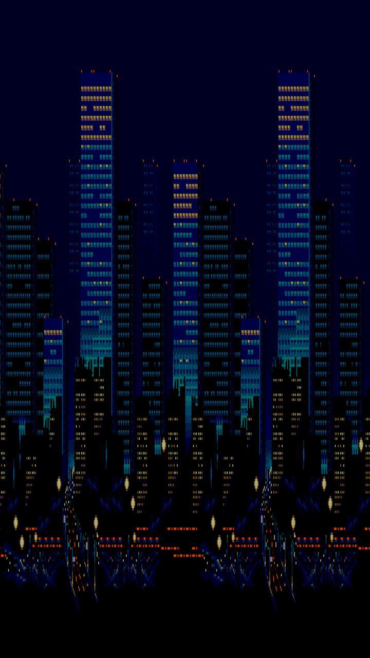 Hình nền thành phố nghệ thuật pixel 720x1280 dành cho Android