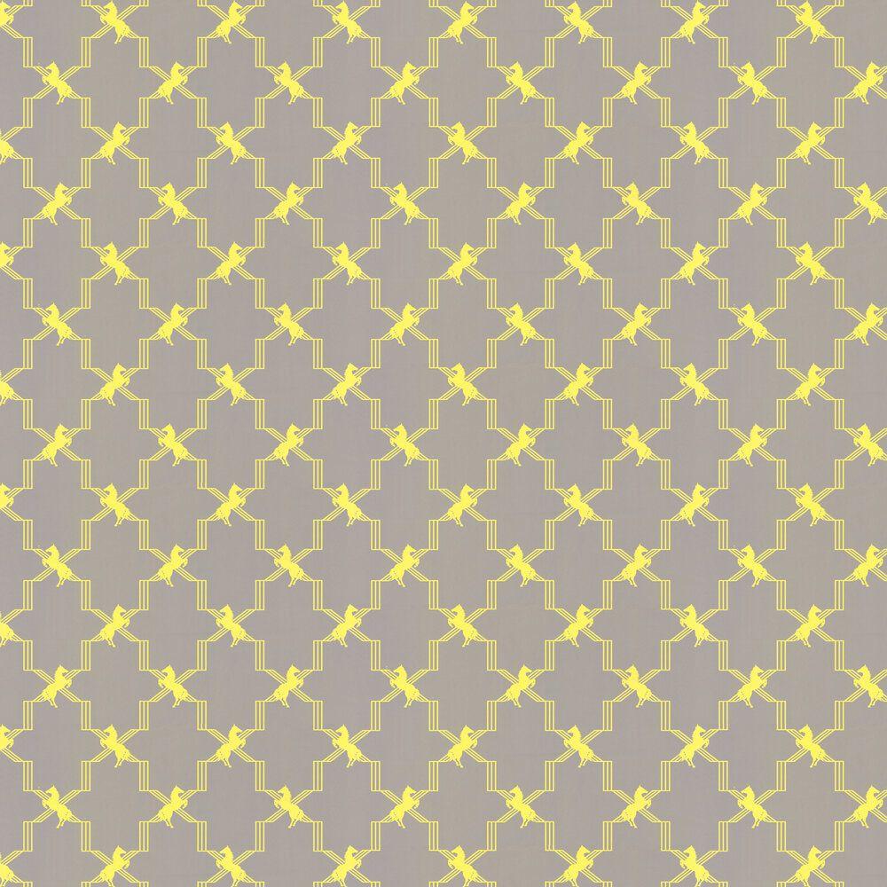 1000x1000 Horse Trellis Acid on Grey by Barneby Gates Yellow / Grey