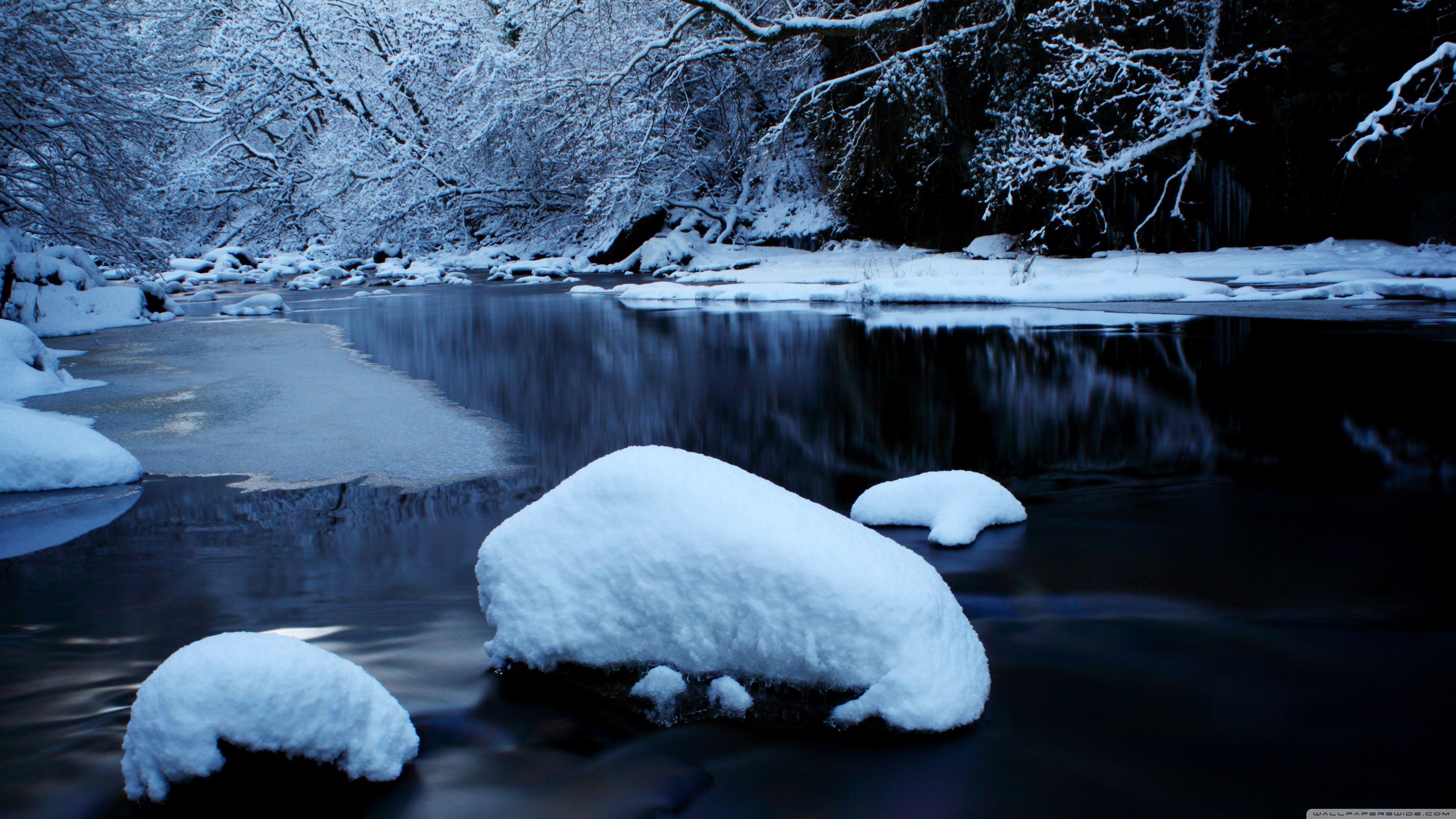 3840x2160 Forest River In Winter ❤ 4K HD Desktop Wallpaper for 4K Ultra HD TV
