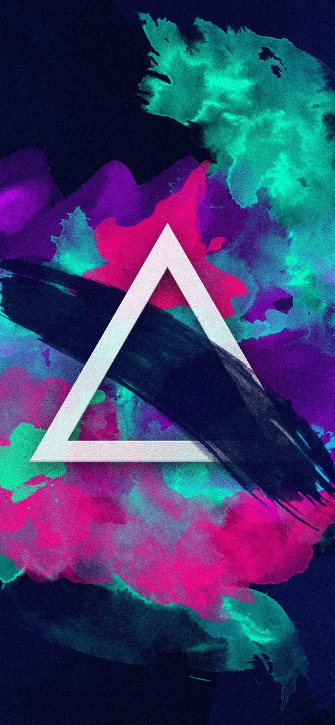 1125x2436 Download 1125x2436 wallpaper triangle, color splashes
