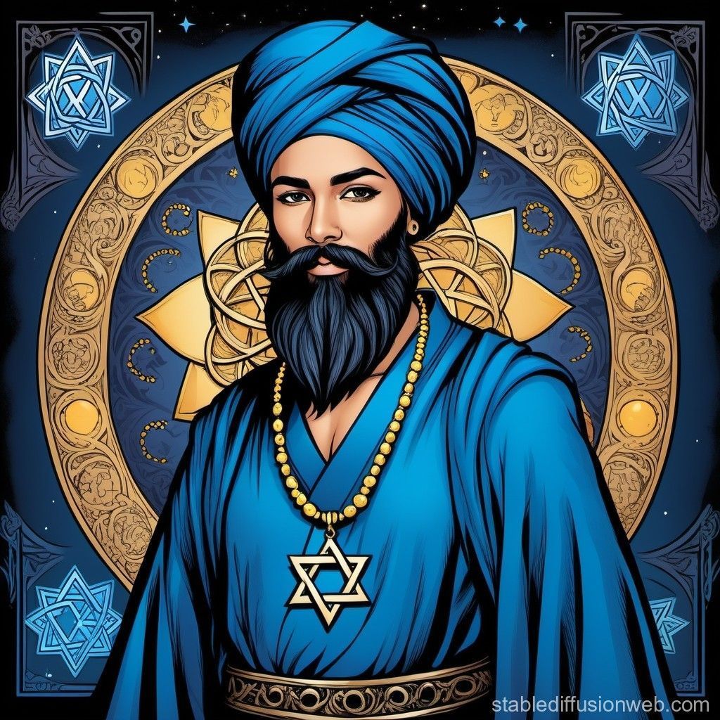 1024x1024 Psychic Superhero in Blue Robes