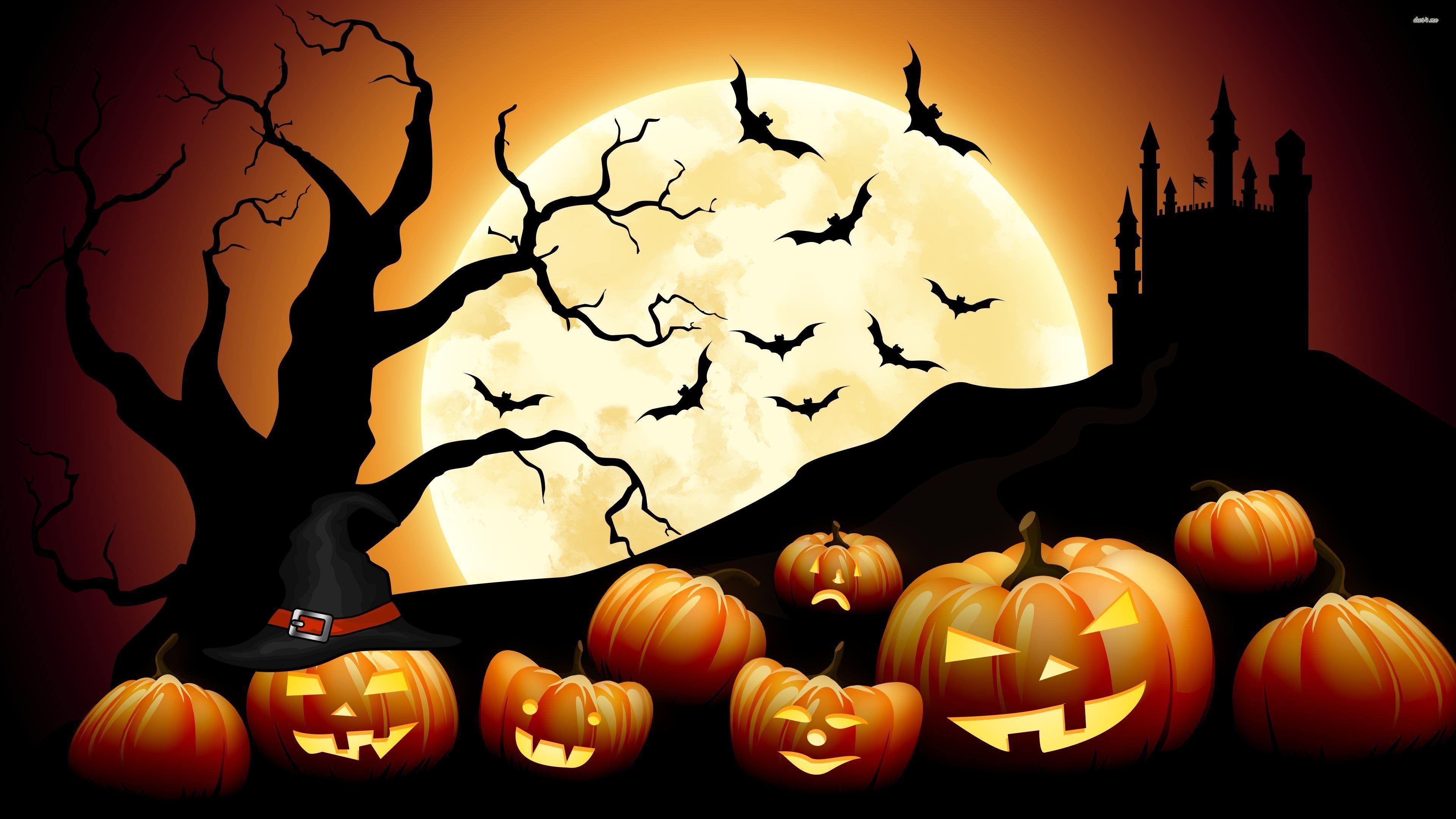 3840x2160 Jack O' Lanterns On Halloween Night Wallpaper
