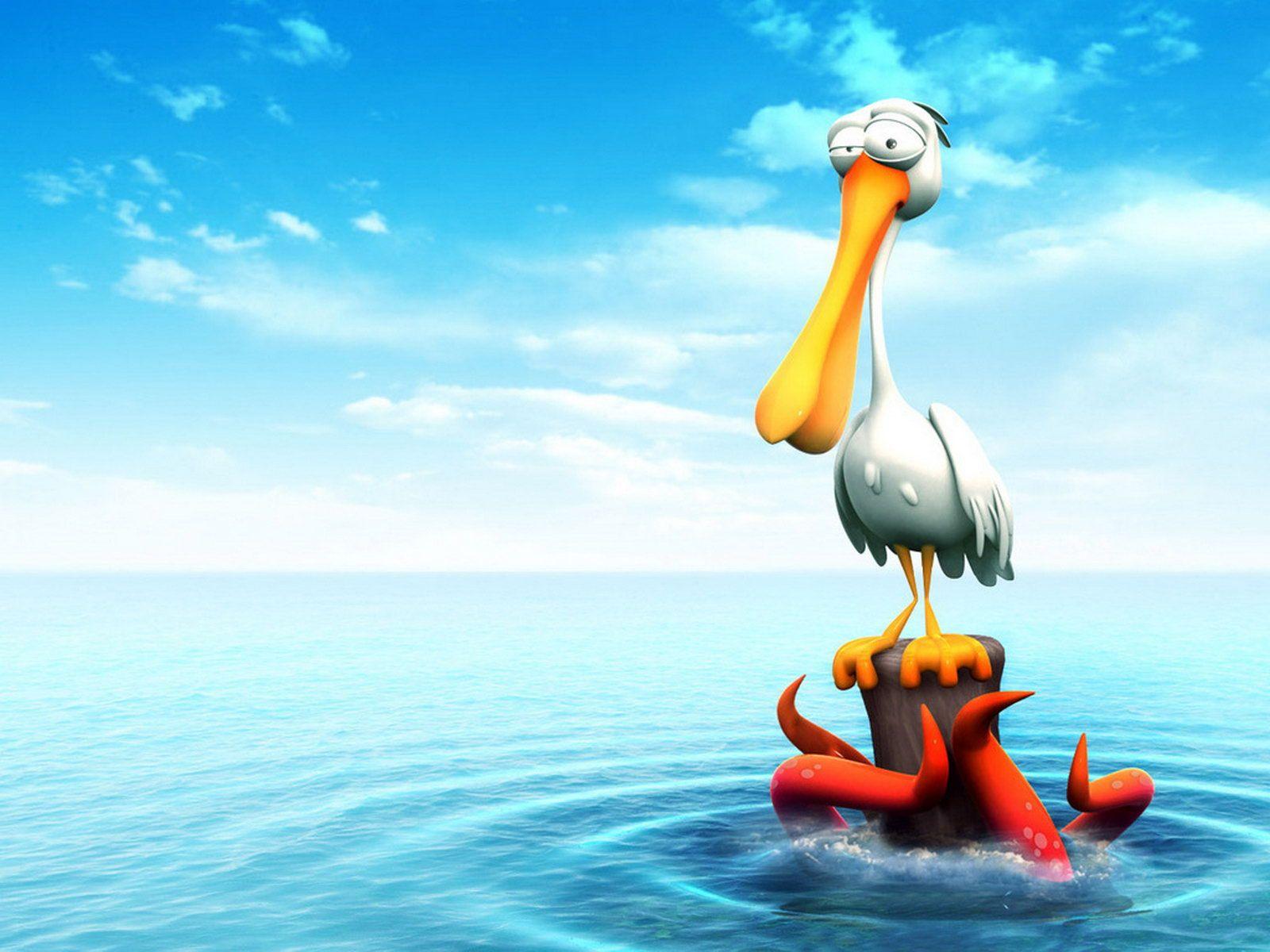 1600x1200 Funny 3D Cartoon Bird Desktop Wallpaper