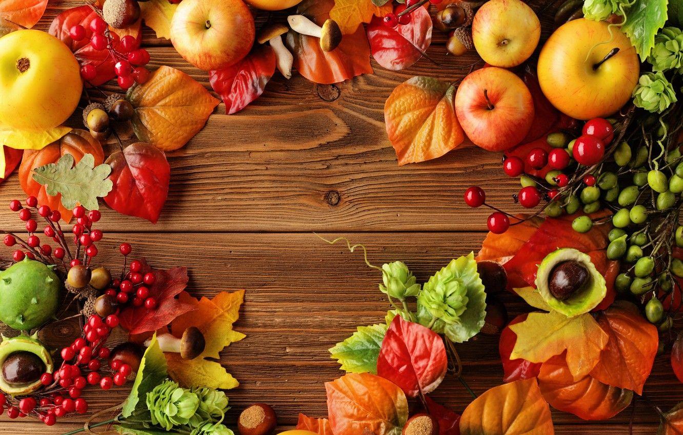 1332x850 Wallpaper autumn, leaves, apples, still life, autumn, leaves