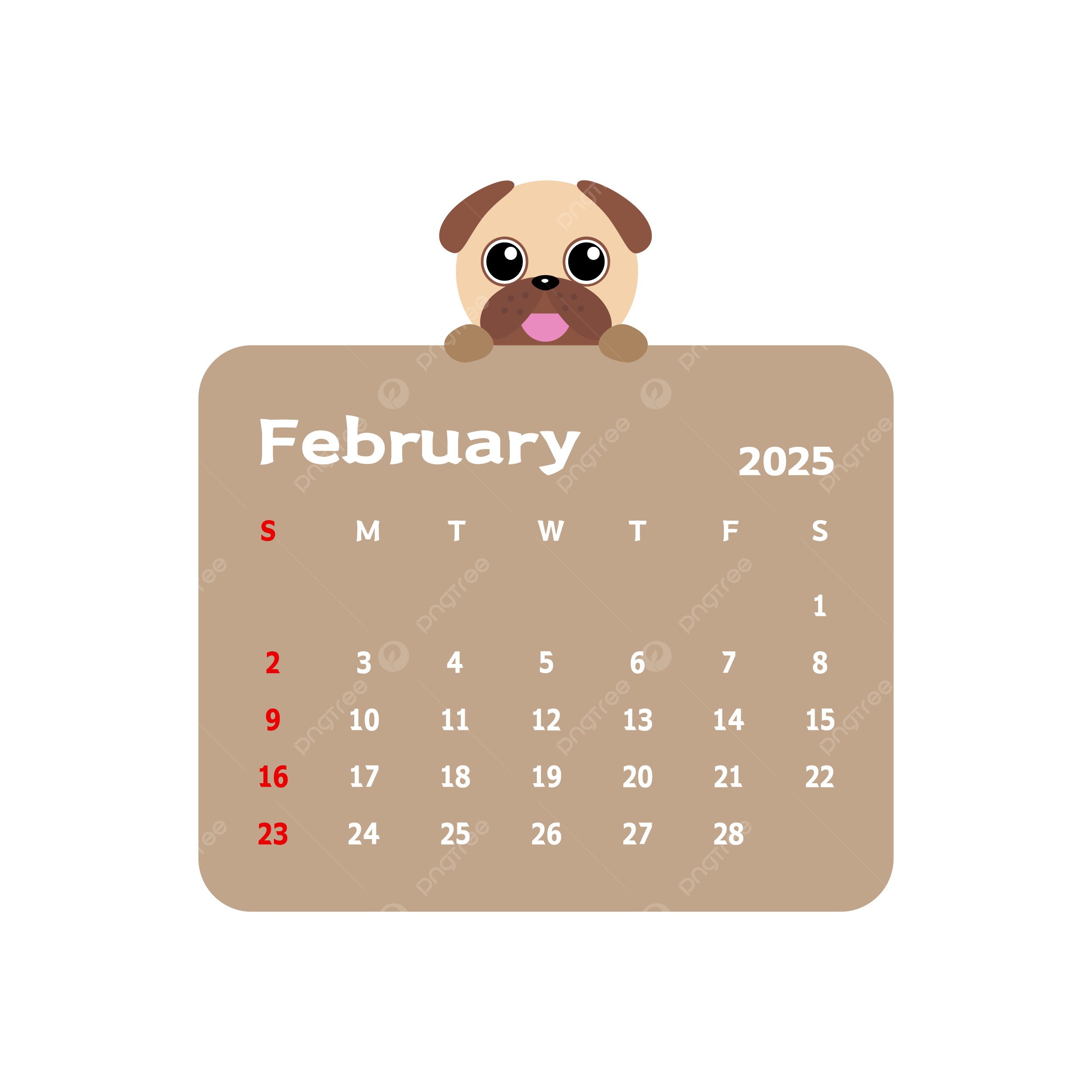 2500x2500 February 2025 Monthly Calendar With