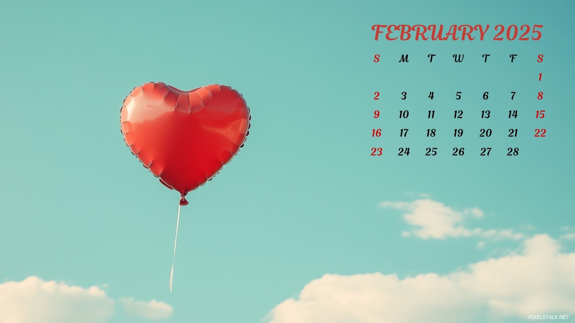 1920x1080 February 2025 Calendar Desktop