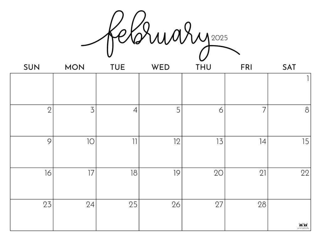 1024x768 February 2025 Calendars FREE