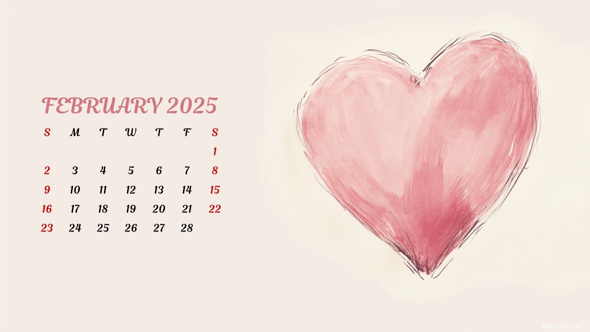 1920x1080 February 2025 Calendar Wallpaper HD