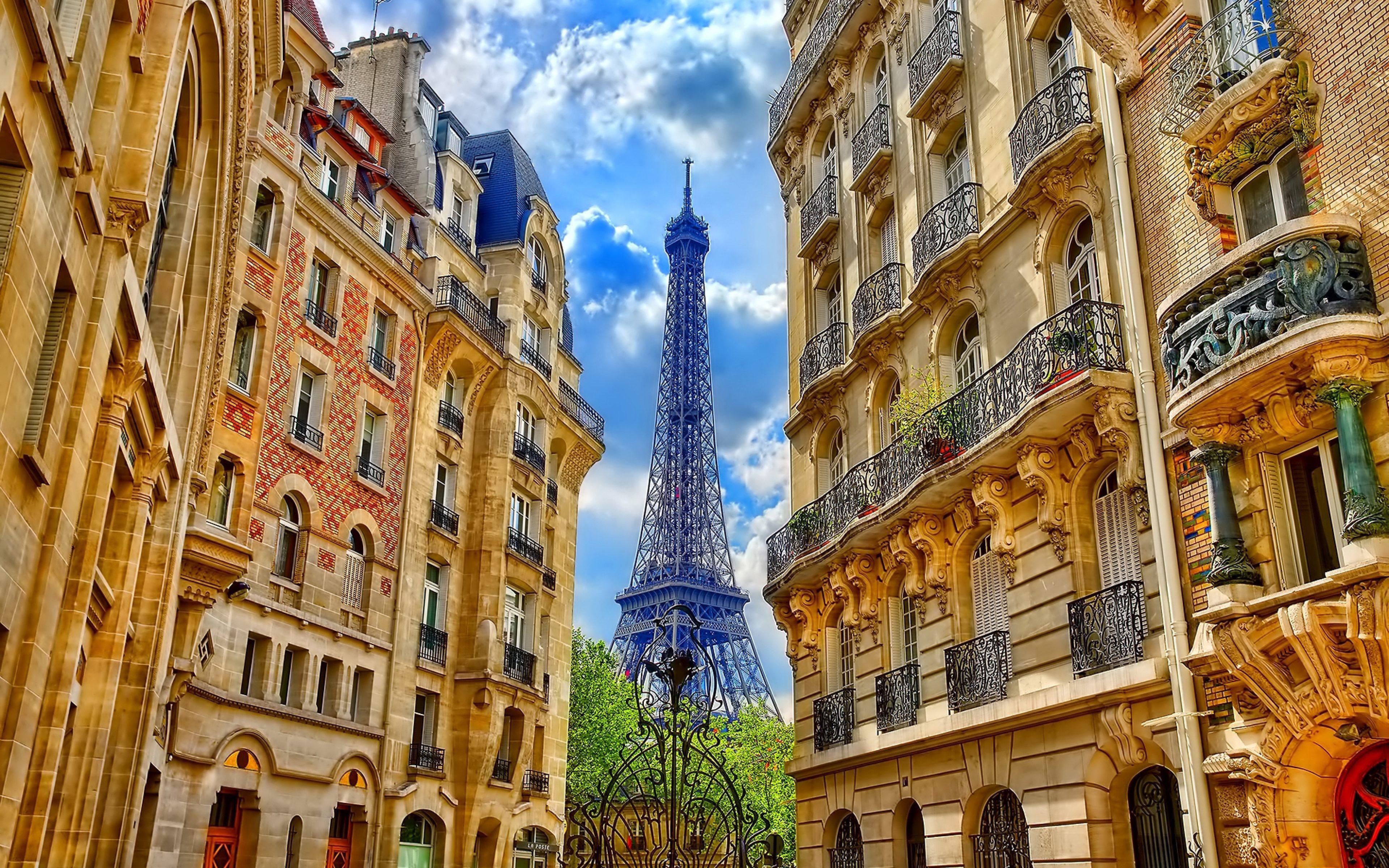 3840x2400 Paris tháp Eiffel kiến ​​trúc Pháp hình nền 4k cực HD