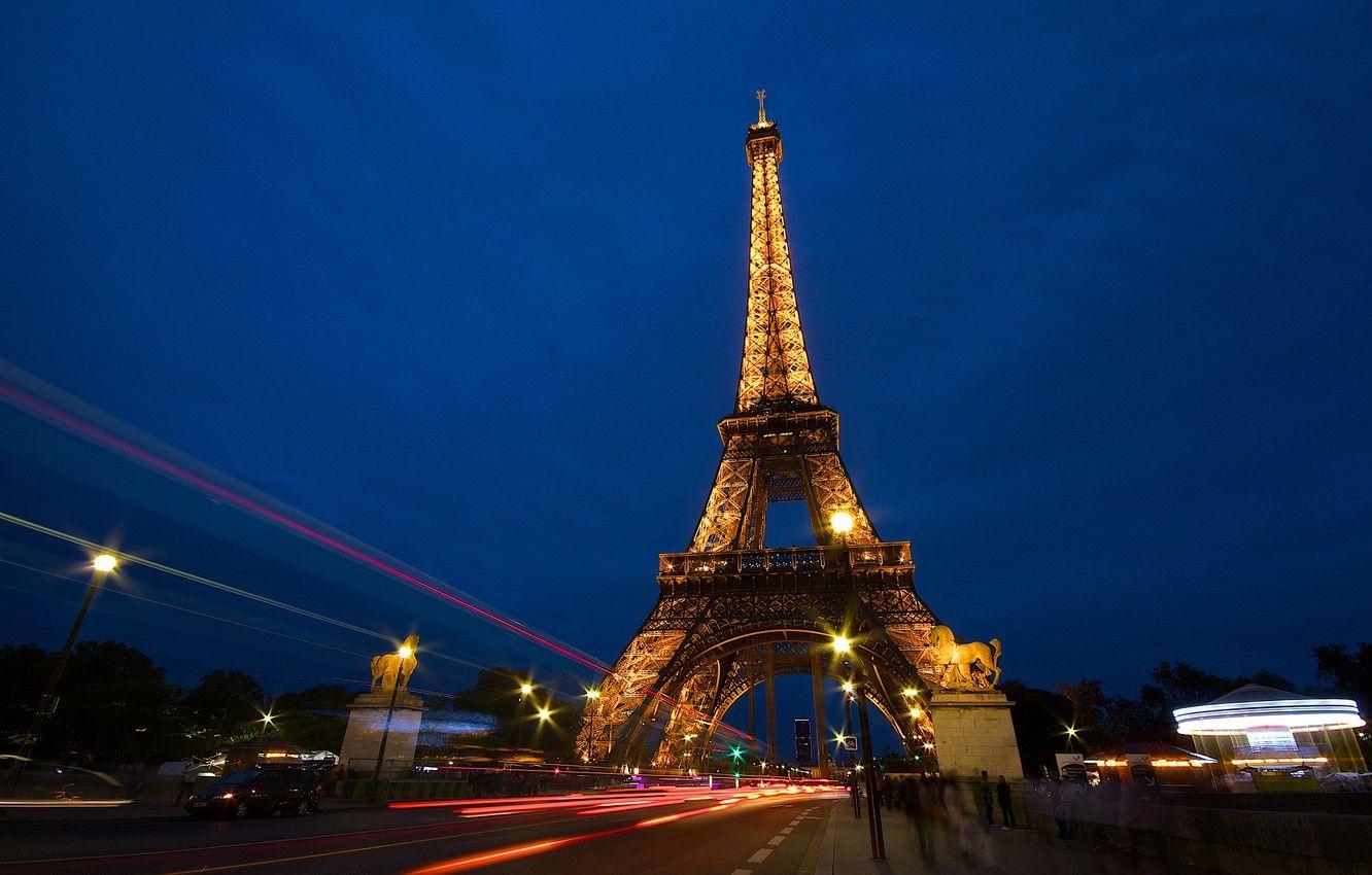1332x850 Wallpaper road, night, the city, people, France, Paris