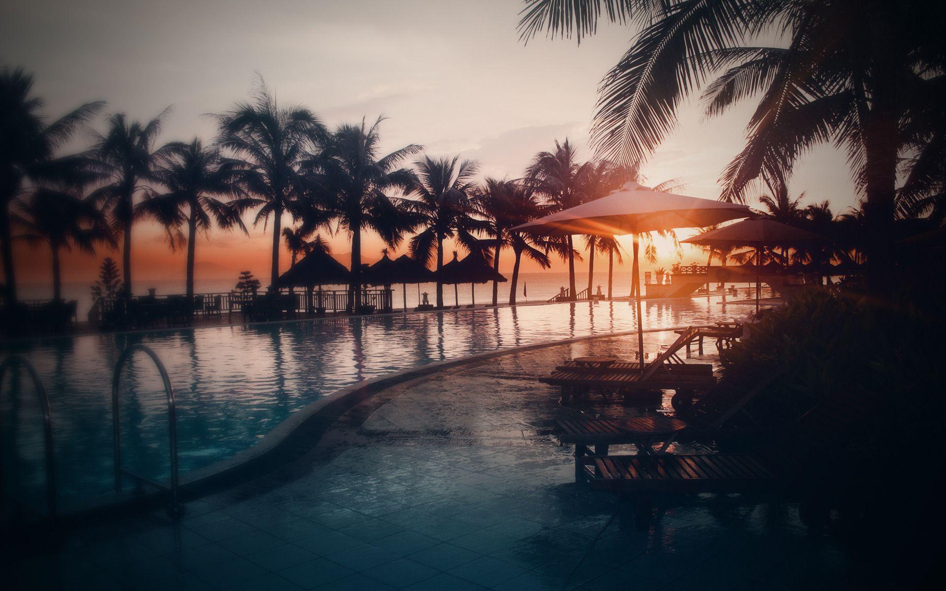 1920x1200 Tropical Paradise Sunset widescreen wallpaper. Wide