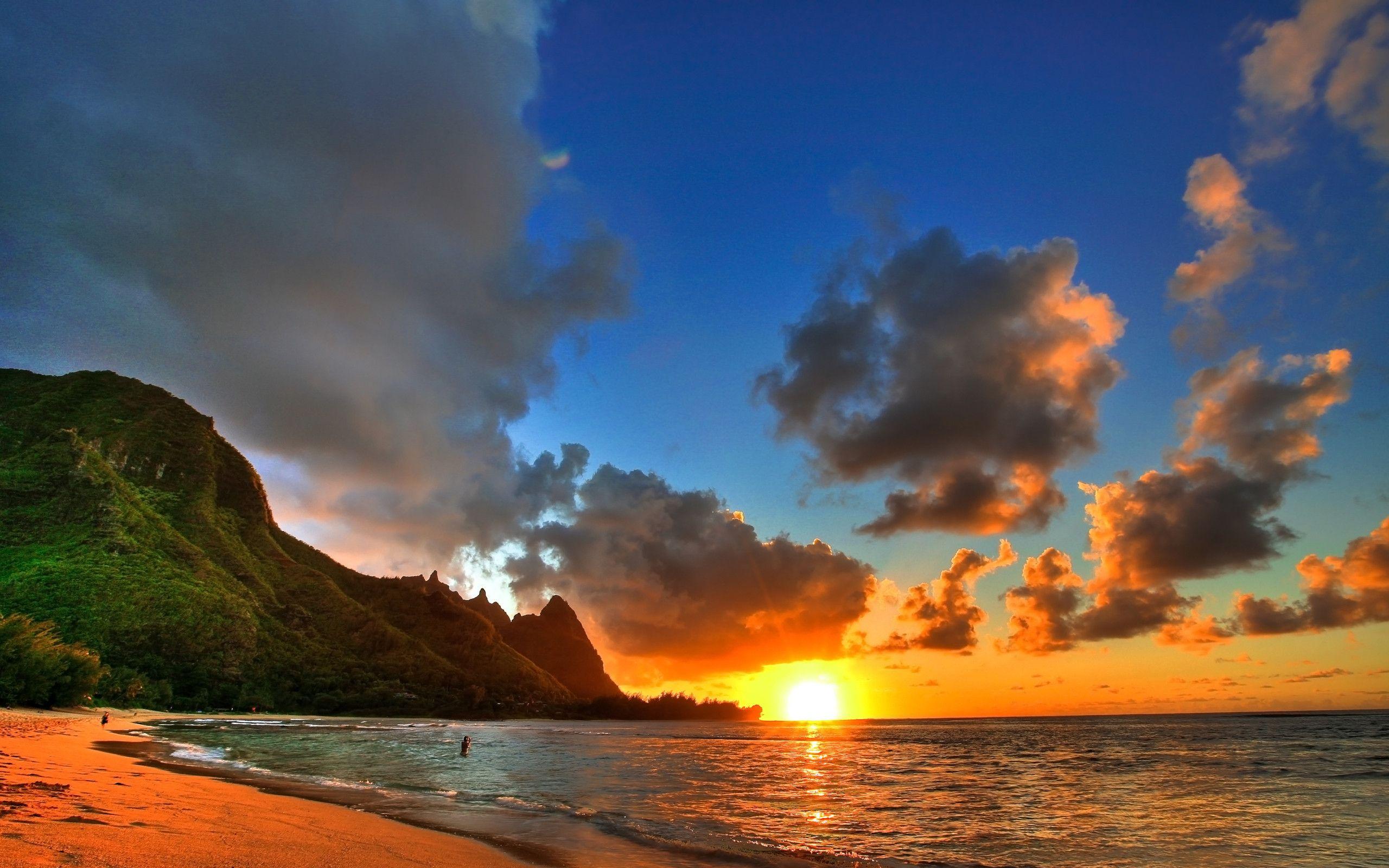 2560x1600 Hawaii Beach Sunset Wallpaper, Widescreen Hawaii Beach
