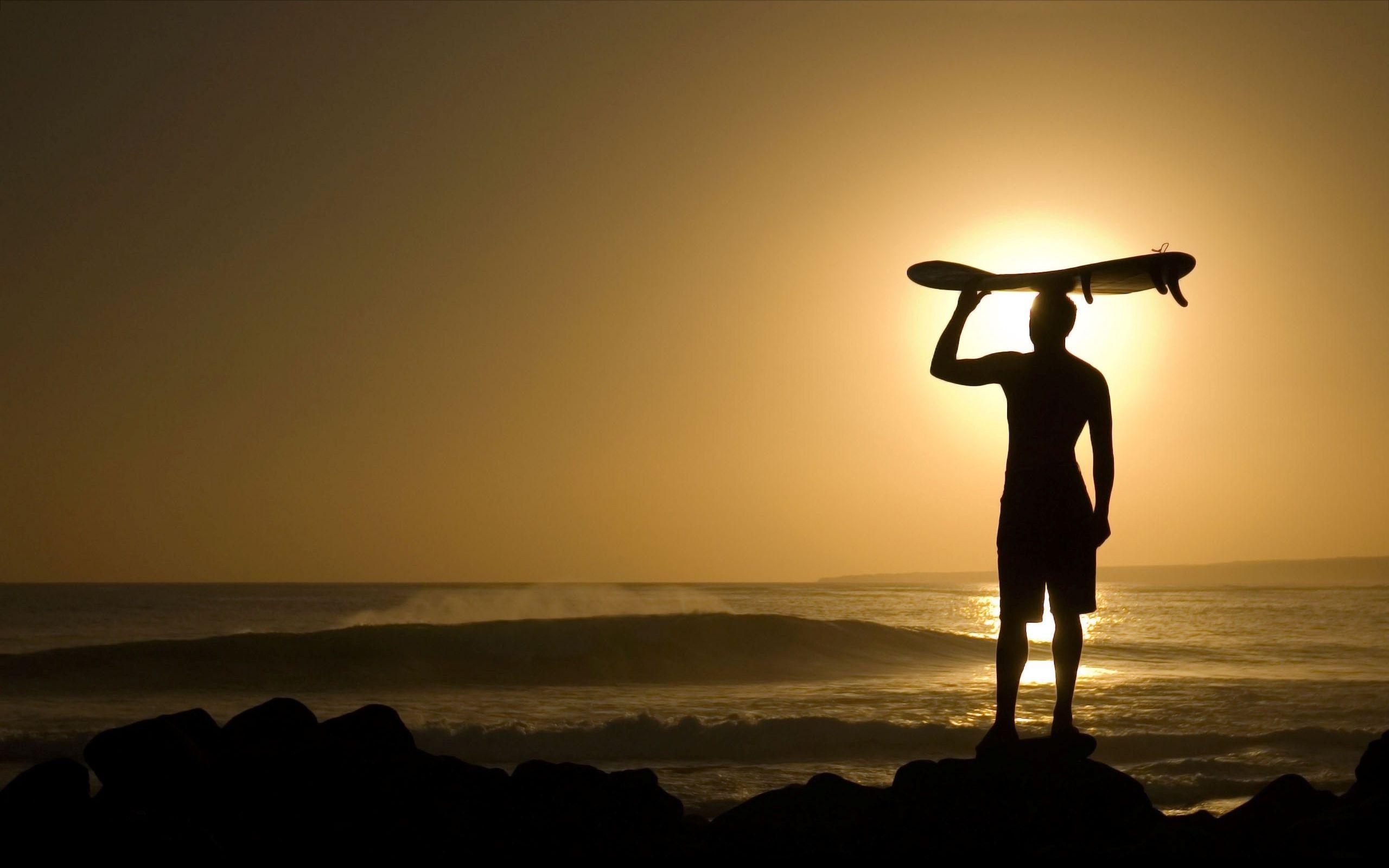 2560x1600 Surfer sunset