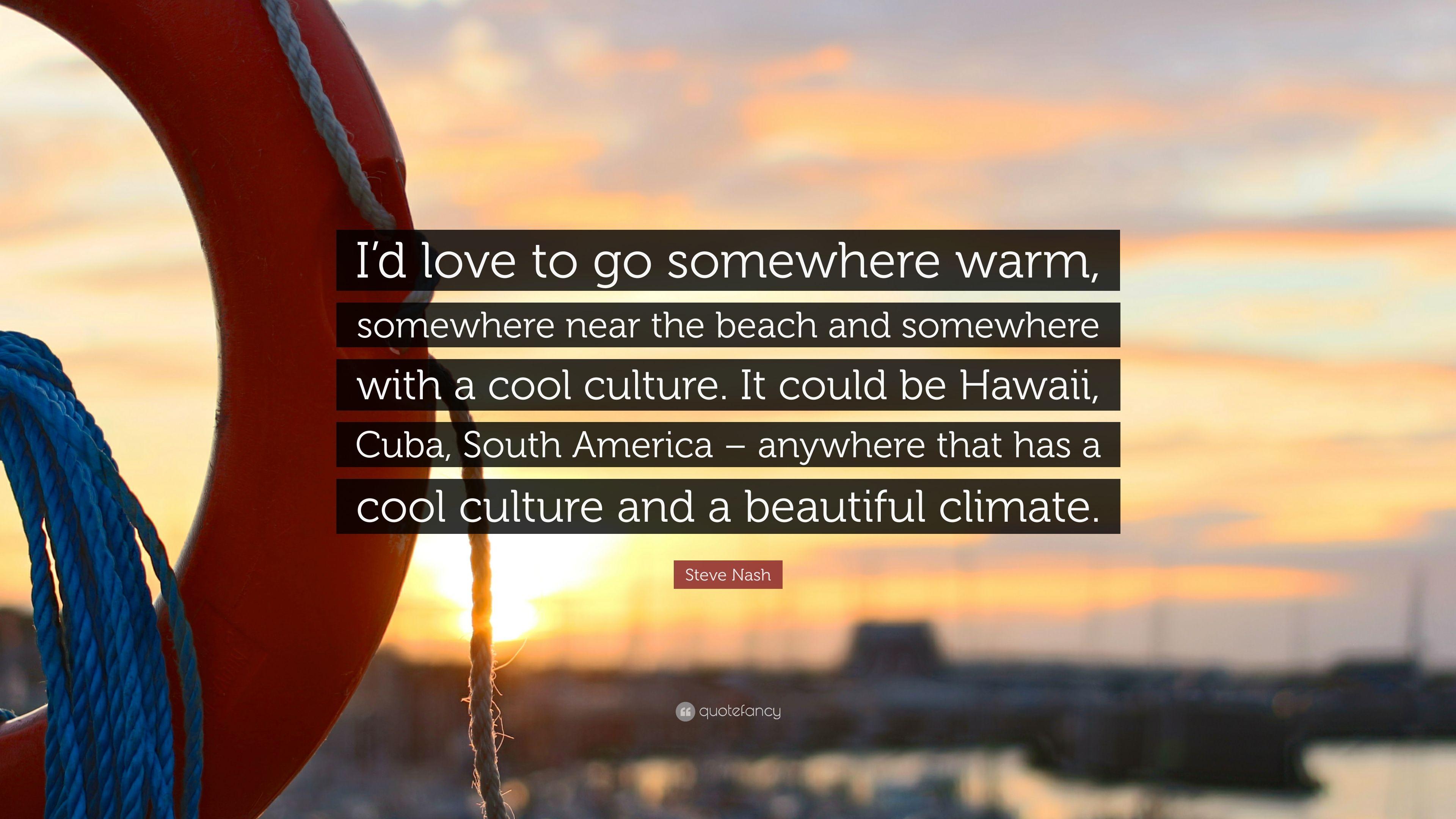 3840x2160 Steve Nash Quote: “I'd love to go somewhere warm, somewhere