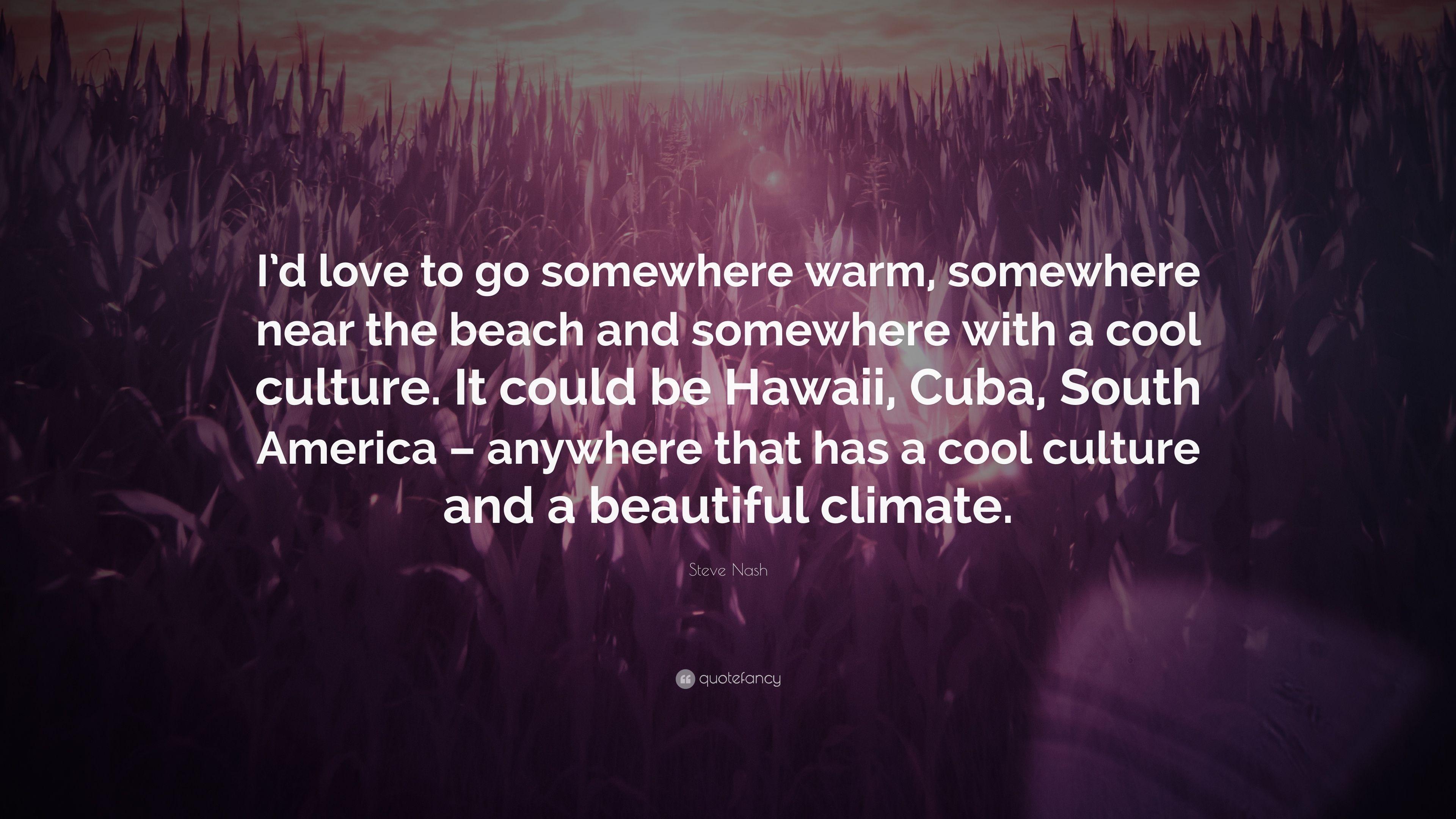 3840x2160 Steve Nash Quote: “I'd love to go somewhere warm, somewhere