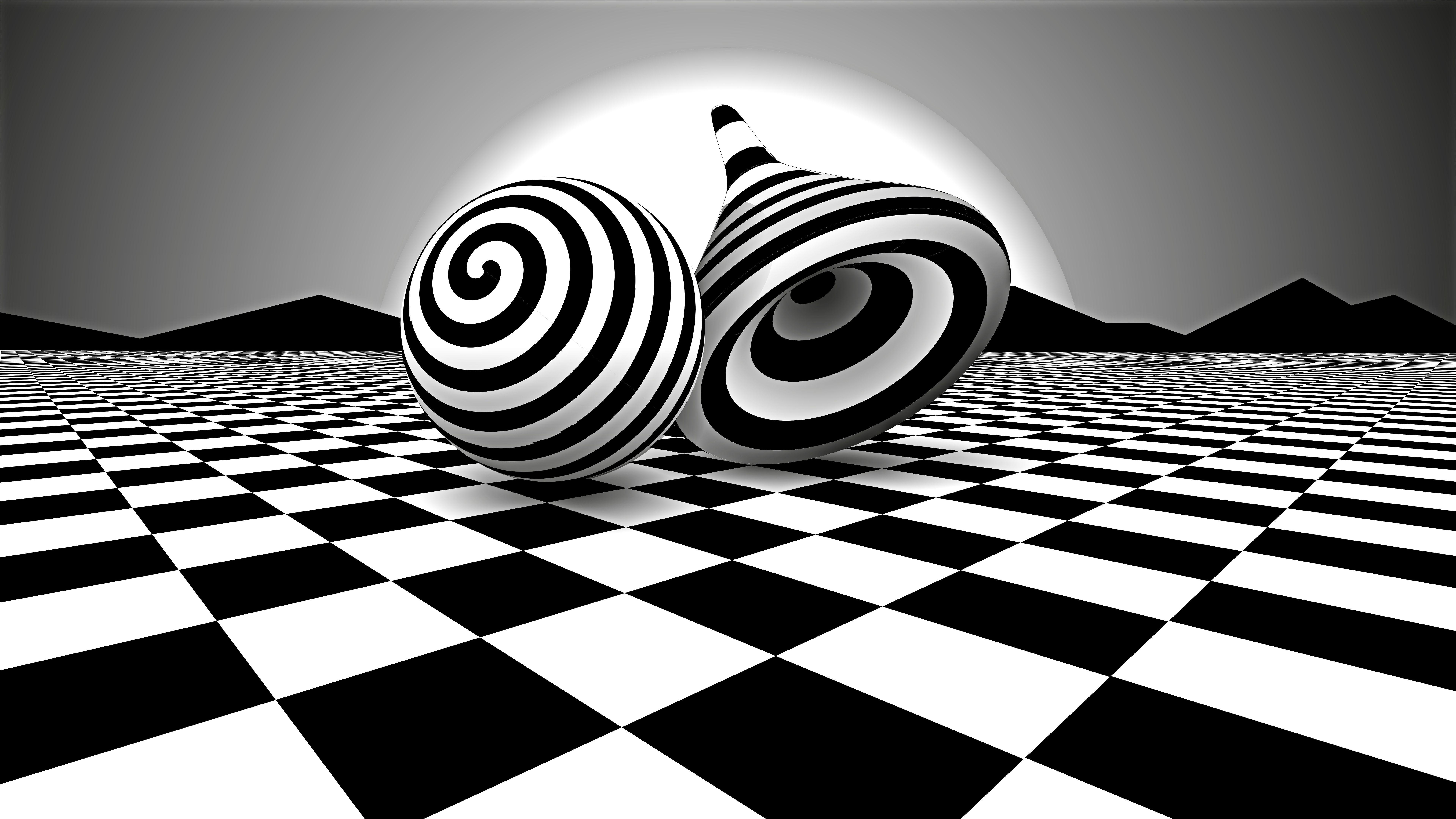 7680x4320 Black White Optical Illusion Si Illusion 3D