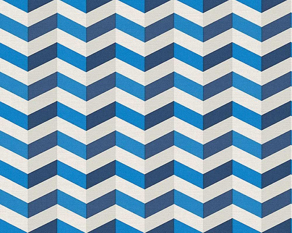 1000x800 3D Effect Zig Zag Wallpaper Blue Chevron Print Texture Paste Wall AS Creation