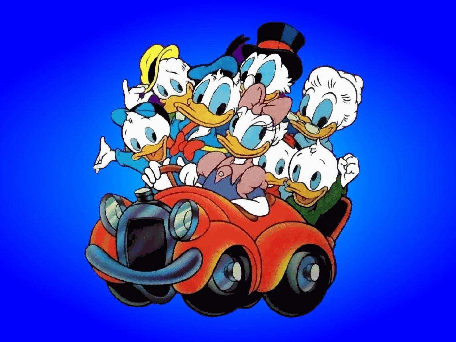 1600x1200 Characters From Donald Duck Cartoon Driving Car Duck Family HD