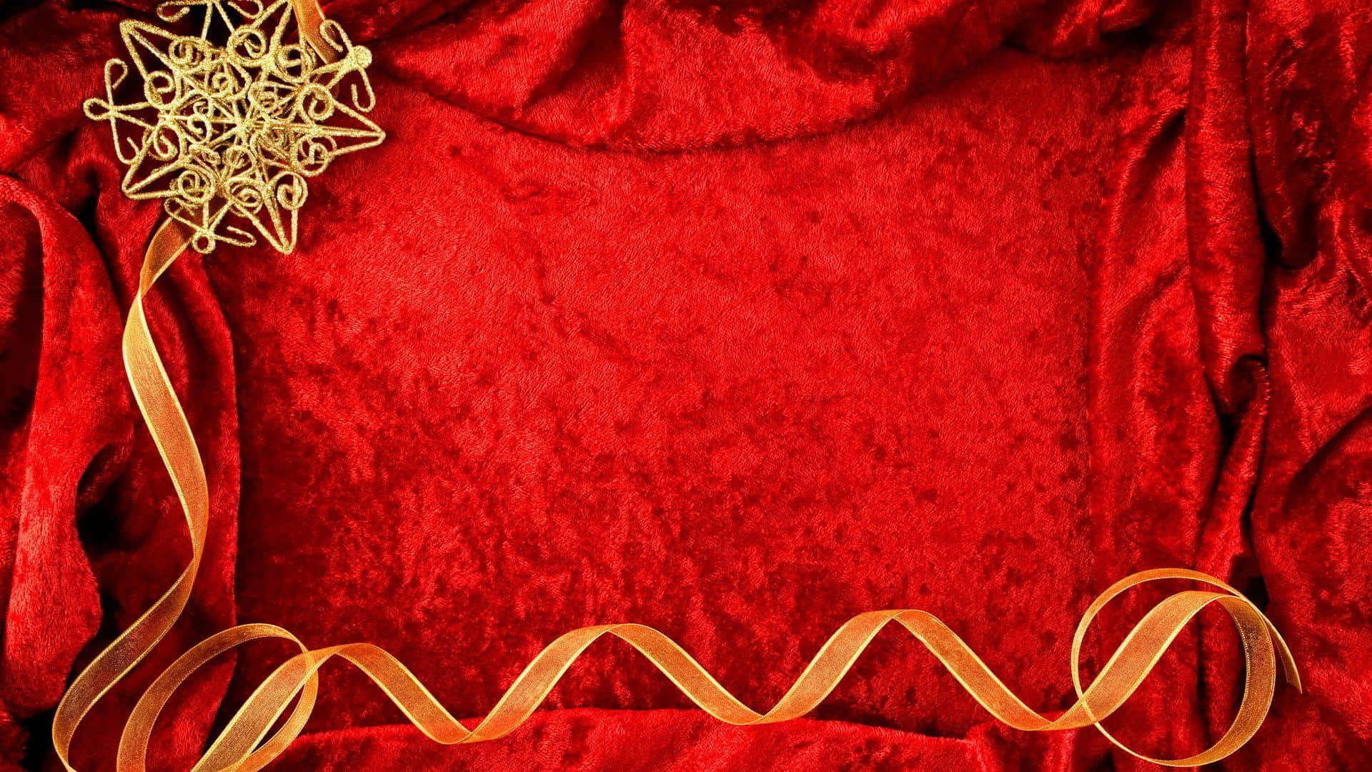 1920x1080 Christmas Background With Gold Ribbon