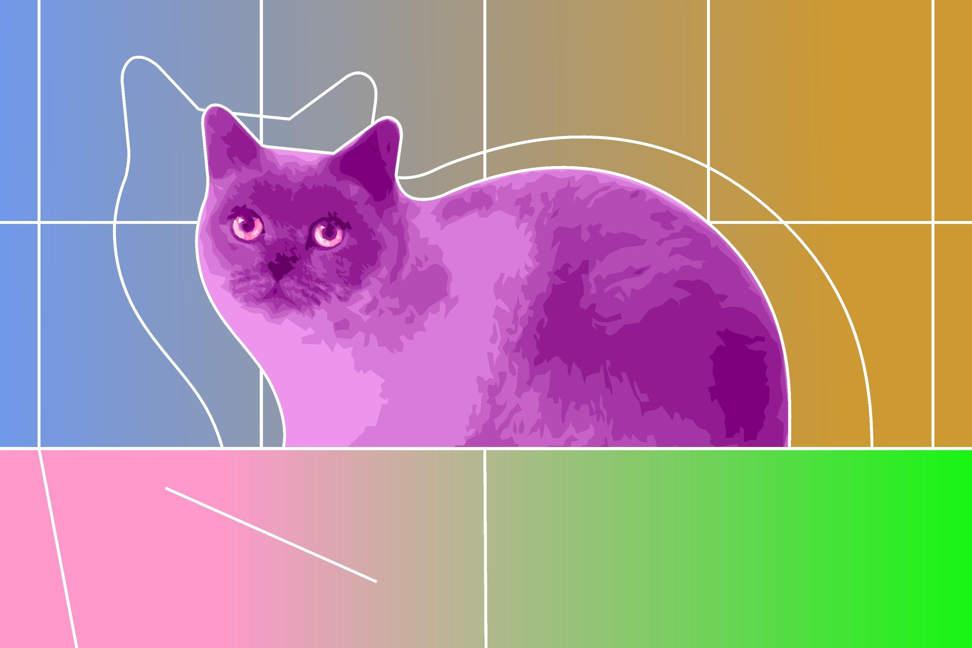 3312x2208 Purple Cat on Geometric background HD Wallpaper. Background
