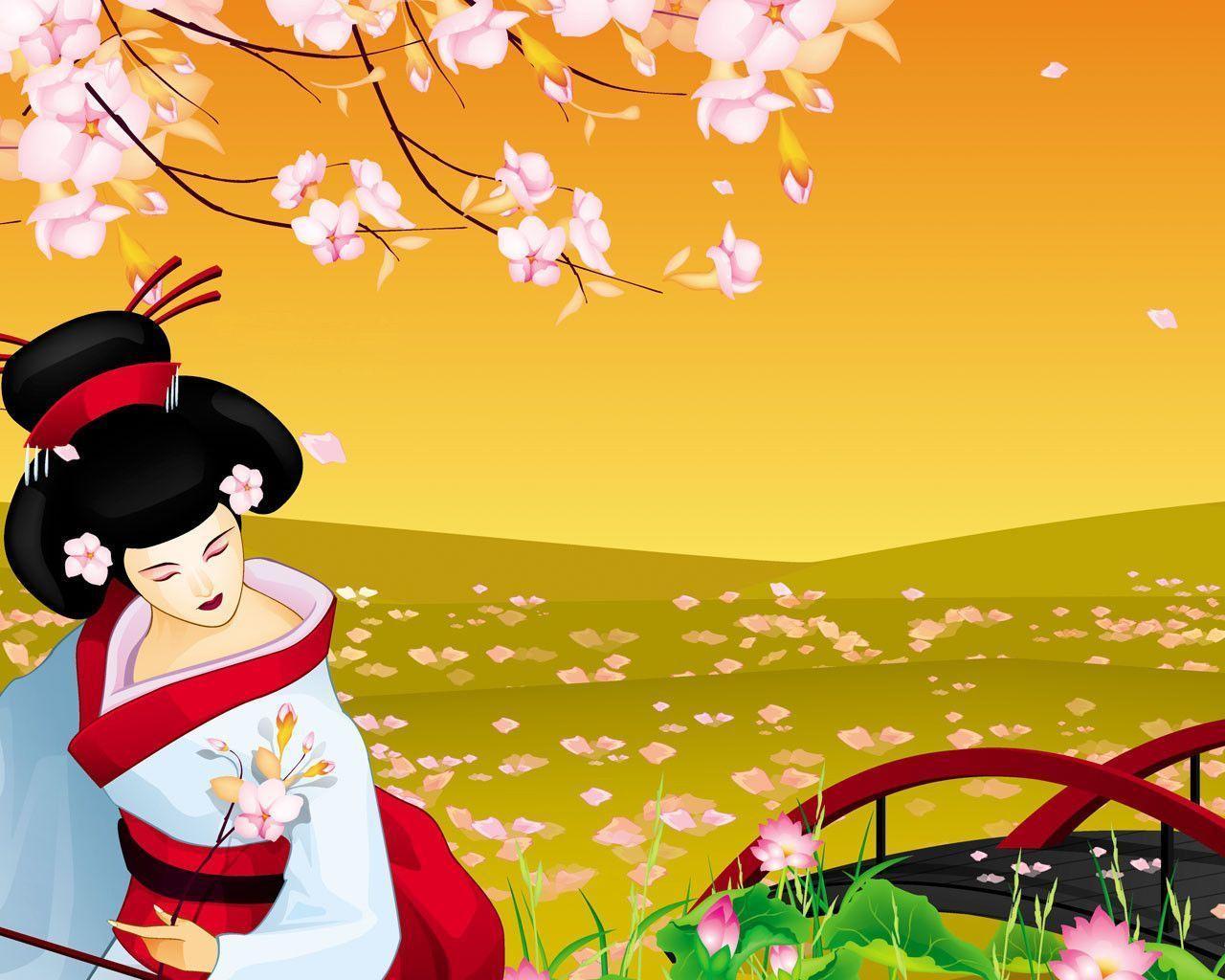 1280x1024 Japanese Geisha Wallpaper