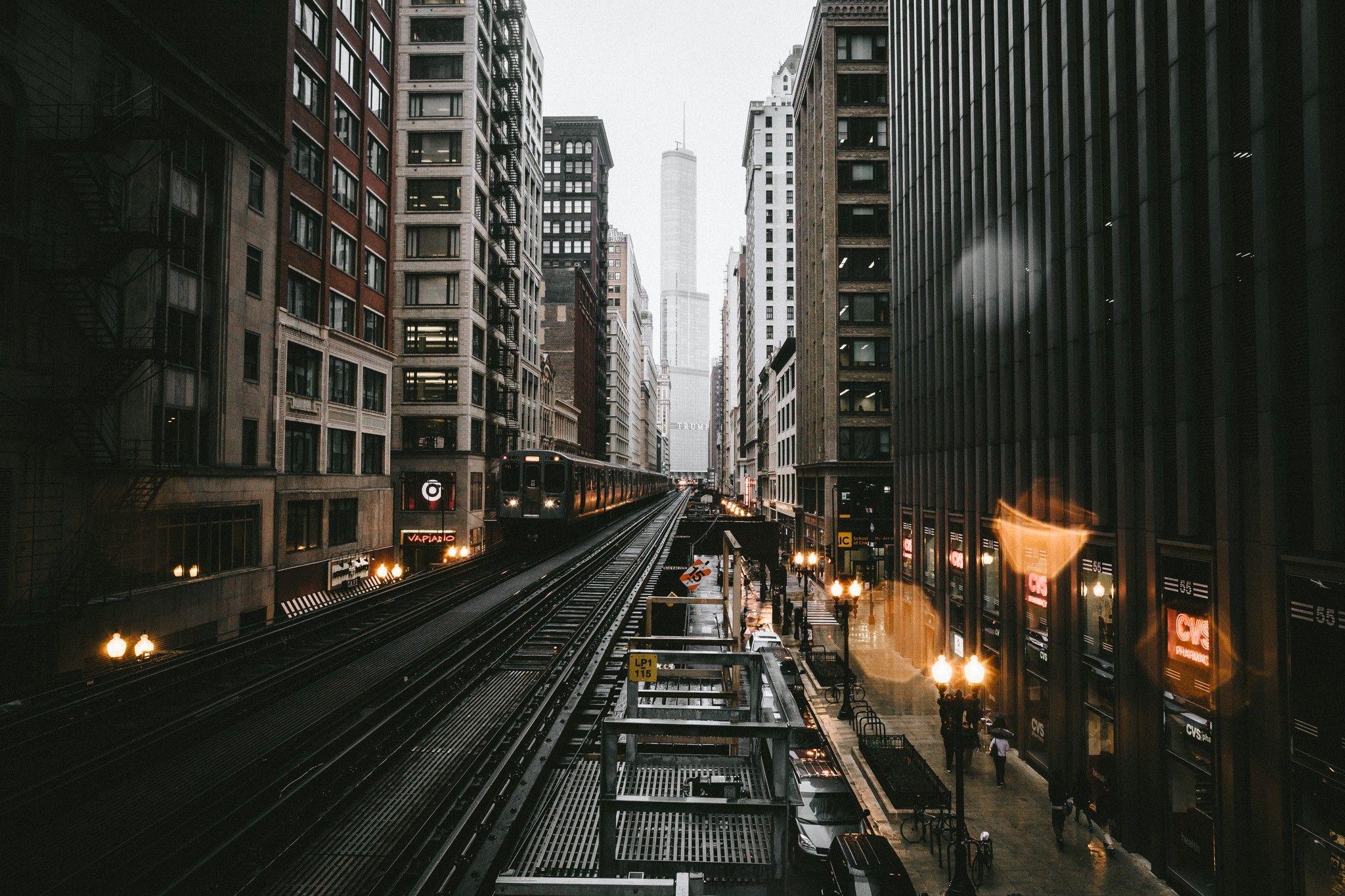 2048x1365 #USA, #building, #rain, #city, #glare, #evening