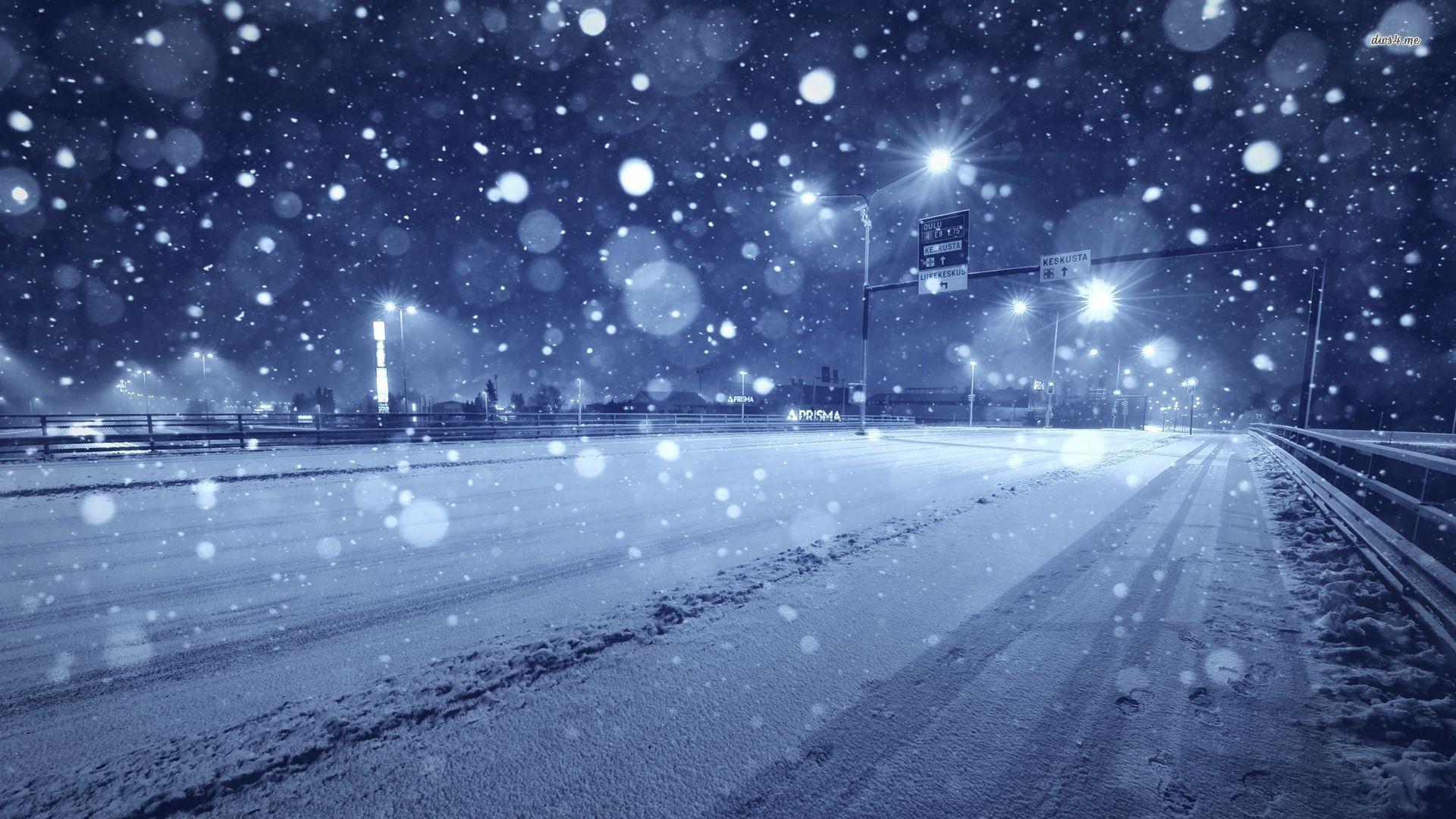 1920x1080 Snowy city street wallpaper wallpaper