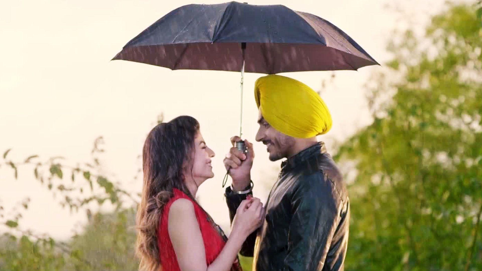 1920x1080 Punjabi Couple In Rain Under Umbrella Wallpaper 13383