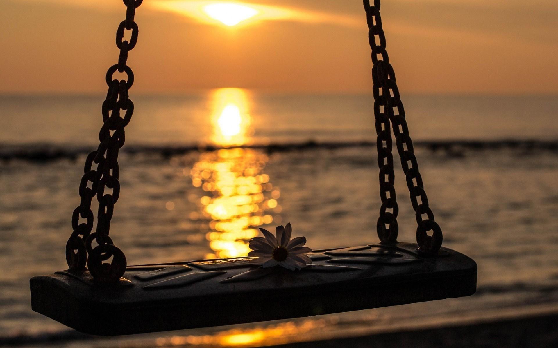 1920x1200 Swing Flower Evening Sunset Sea Mood HD desktop wallpaper