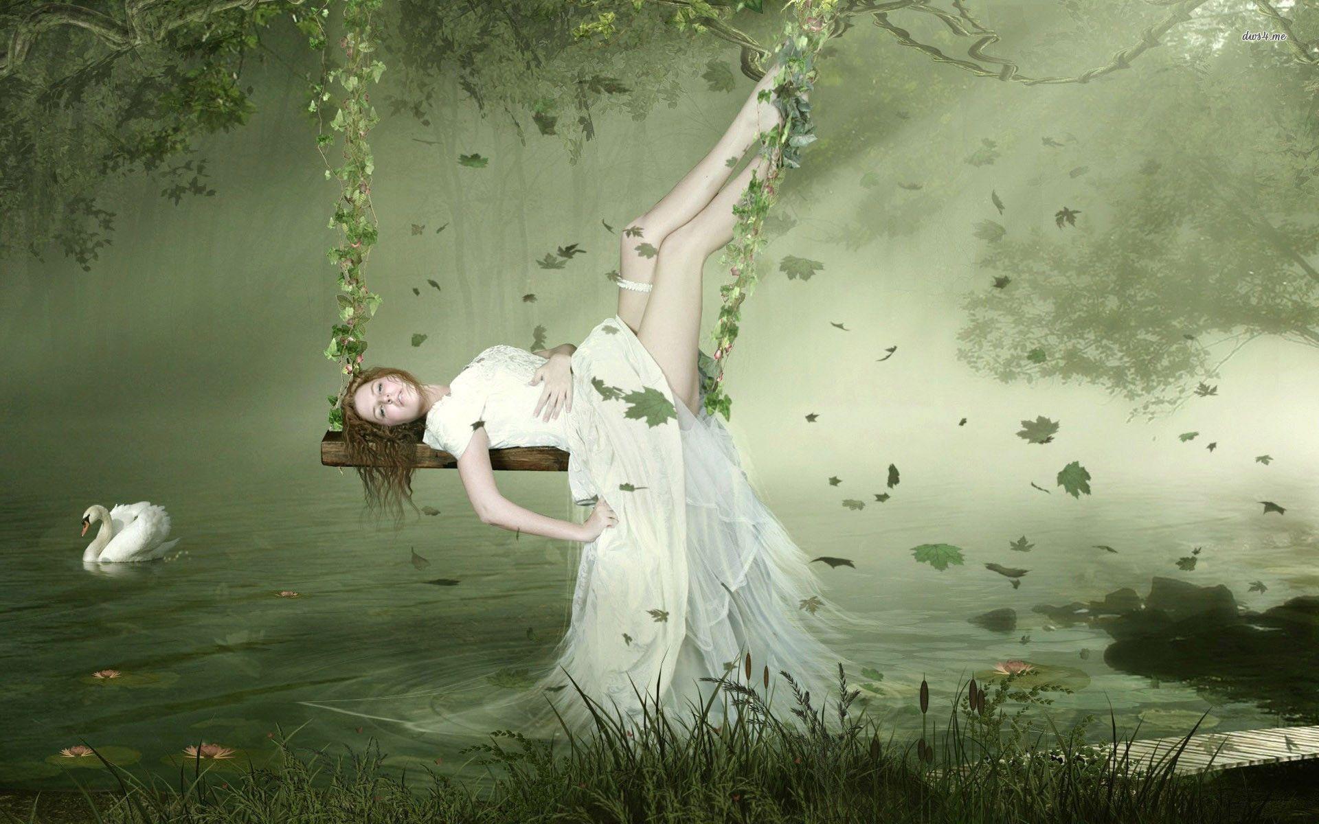1920x1200 Bride on a swing wallpaper wallpaper