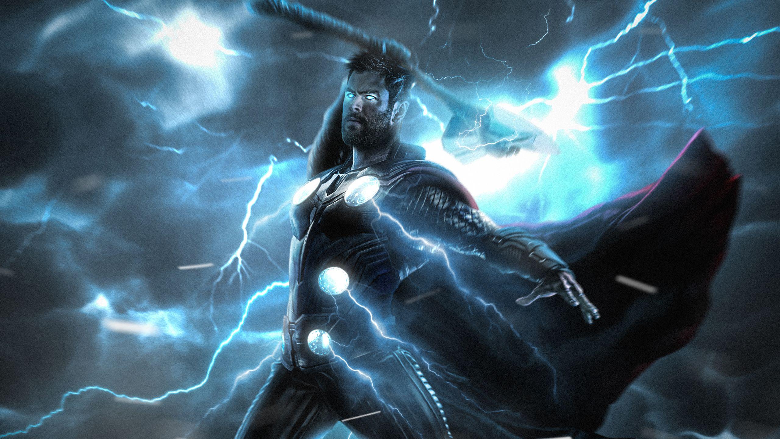 2560x1440 Thor Lightning Strike Wallpaper