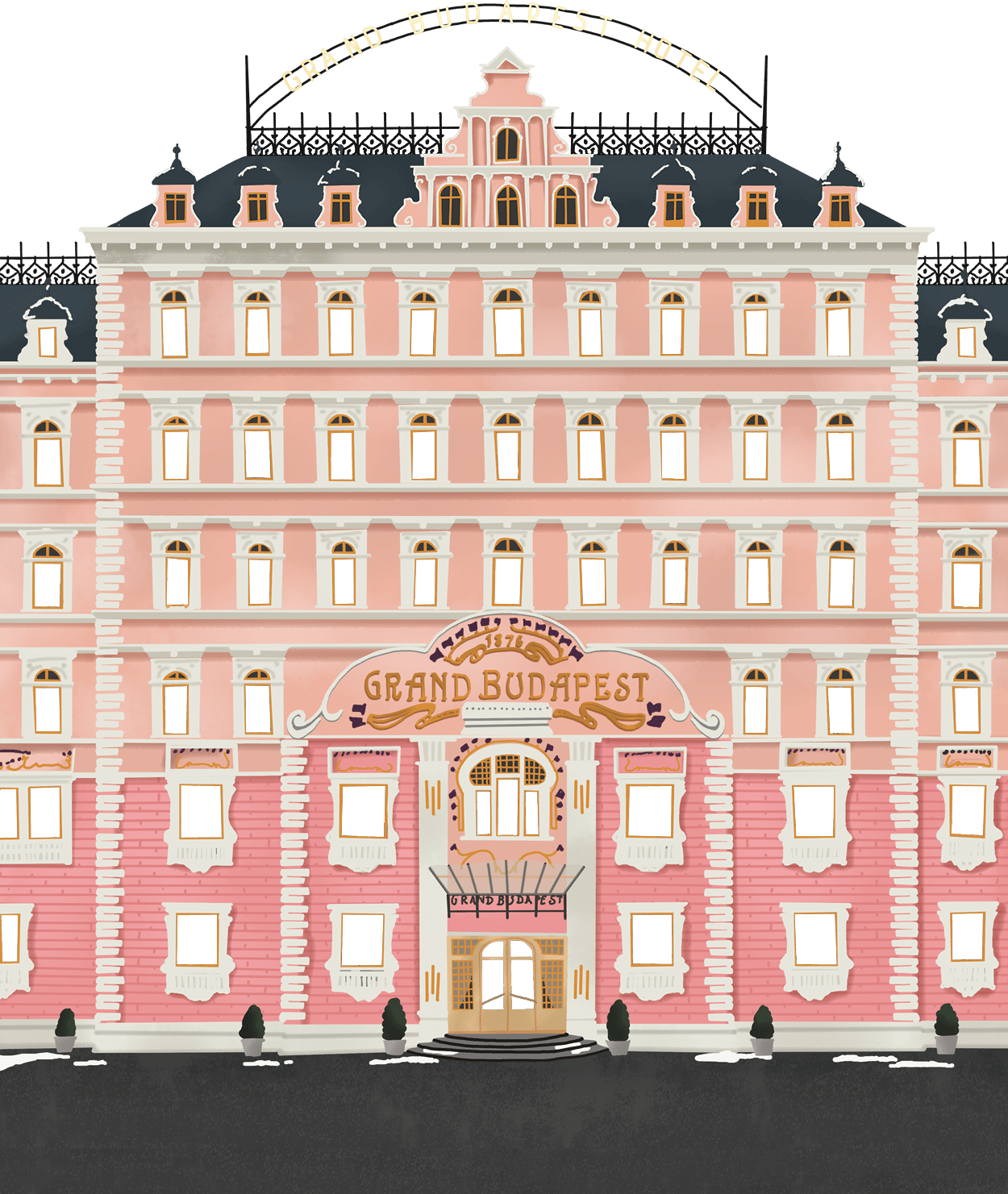 Grand Budapest Hotel front view lights clouds night 640x1136 iPhone  55S5CSE wallpaper background picture image