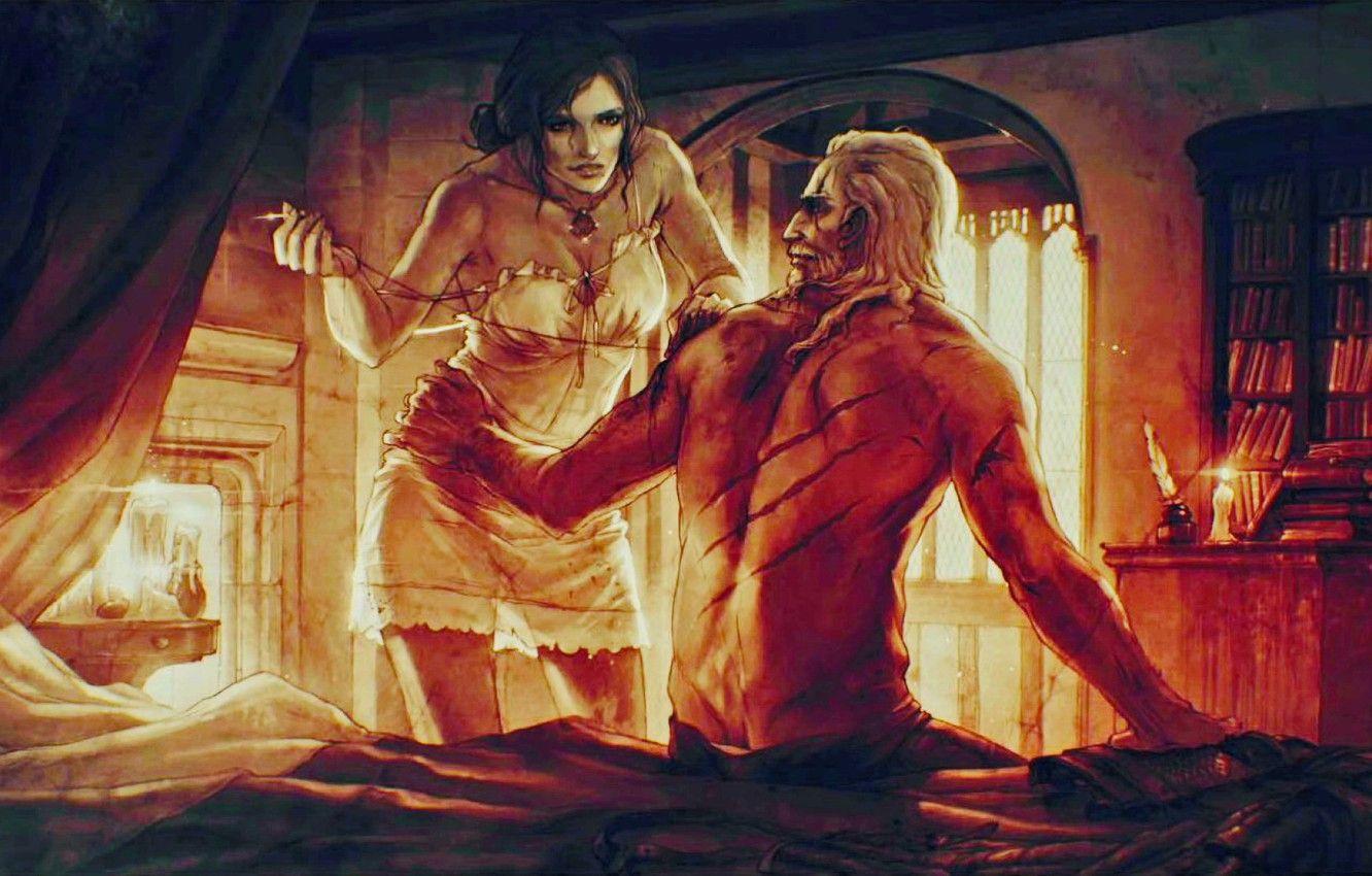 1332x850 Wallpaper art, love, the Witcher, art, the enchantress