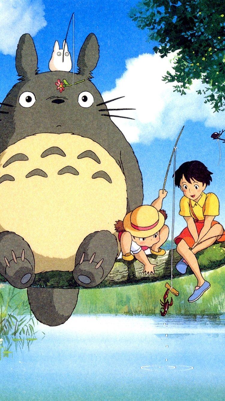 750x1334 Hayao Miyazaki, My Neighbor Totoro, happy fishing 750x1334
