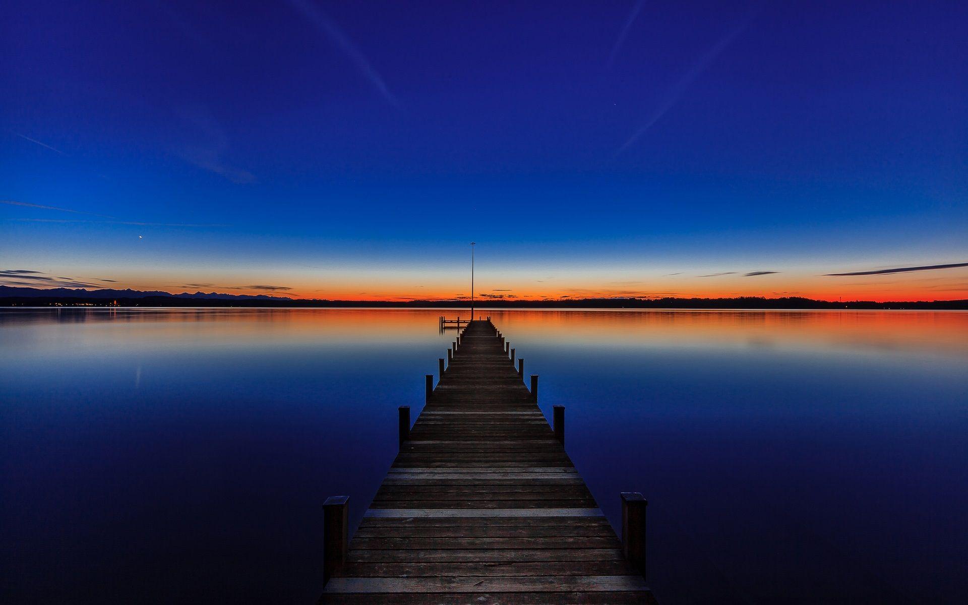 1920x1200 Wallpaper Lake Starnberg, Bavaria, Germany, sunset, pier
