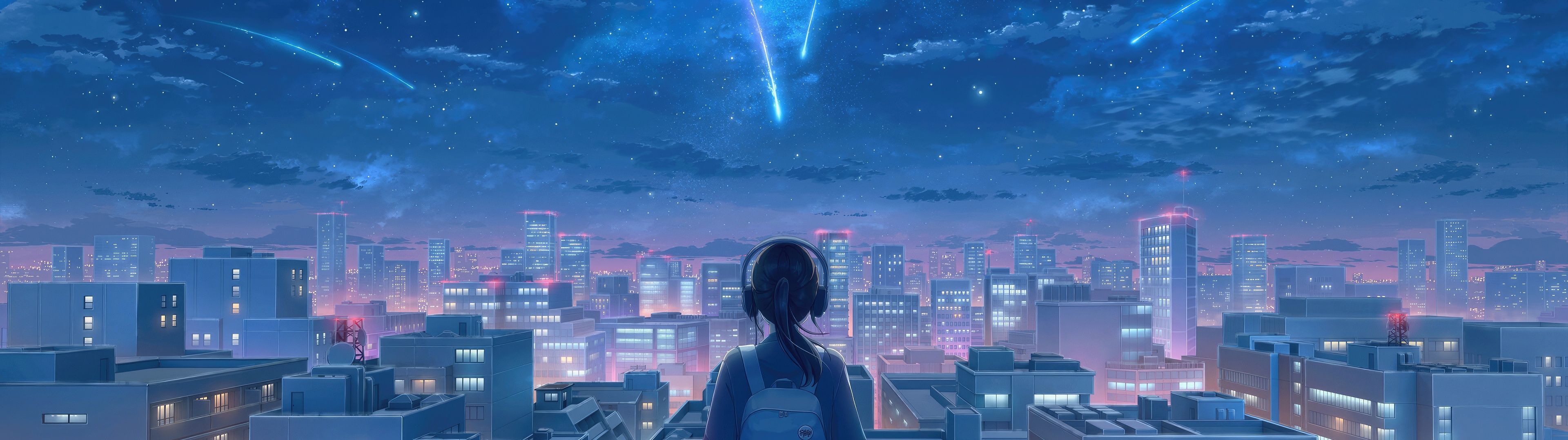 3840x1080 Wallpaper 4K, Anime girl, Mitsuha Miyamizu