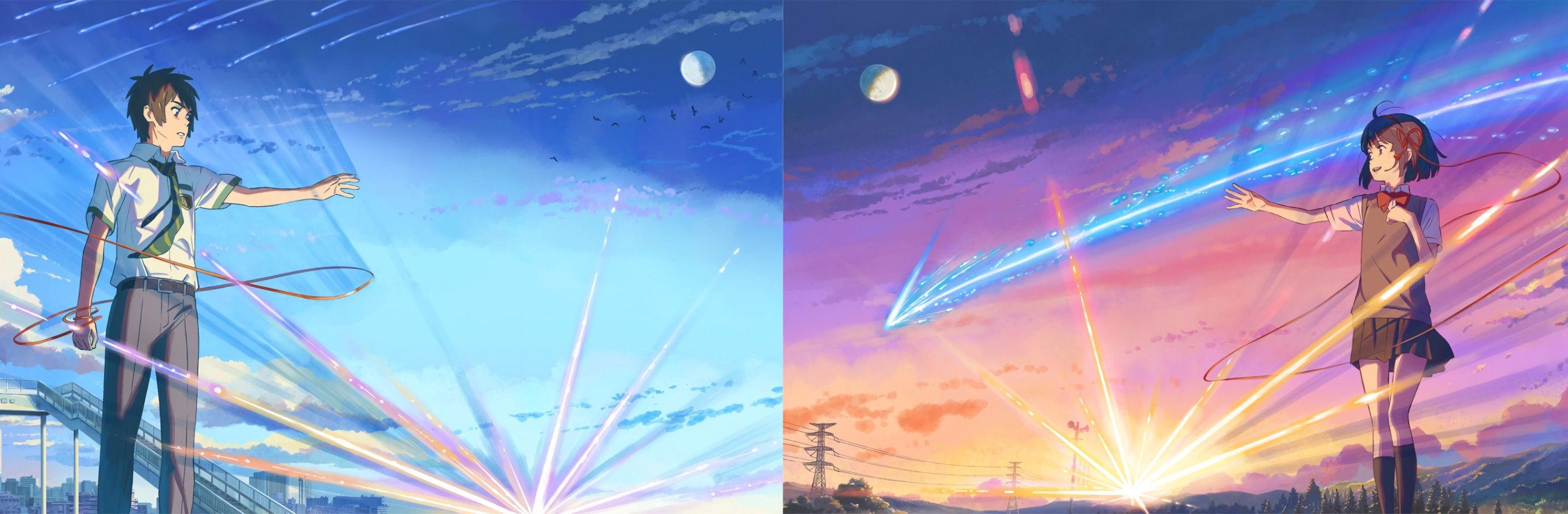 3296x1080 Taki Tachibana Mitsuha Miyamizu Anime