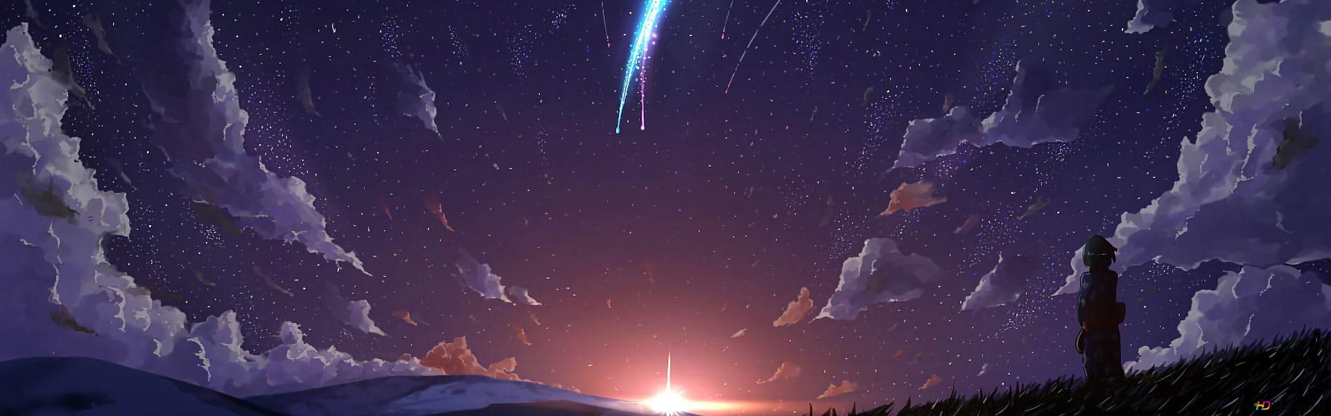 1920x600 Falling comet night of Your Name HD