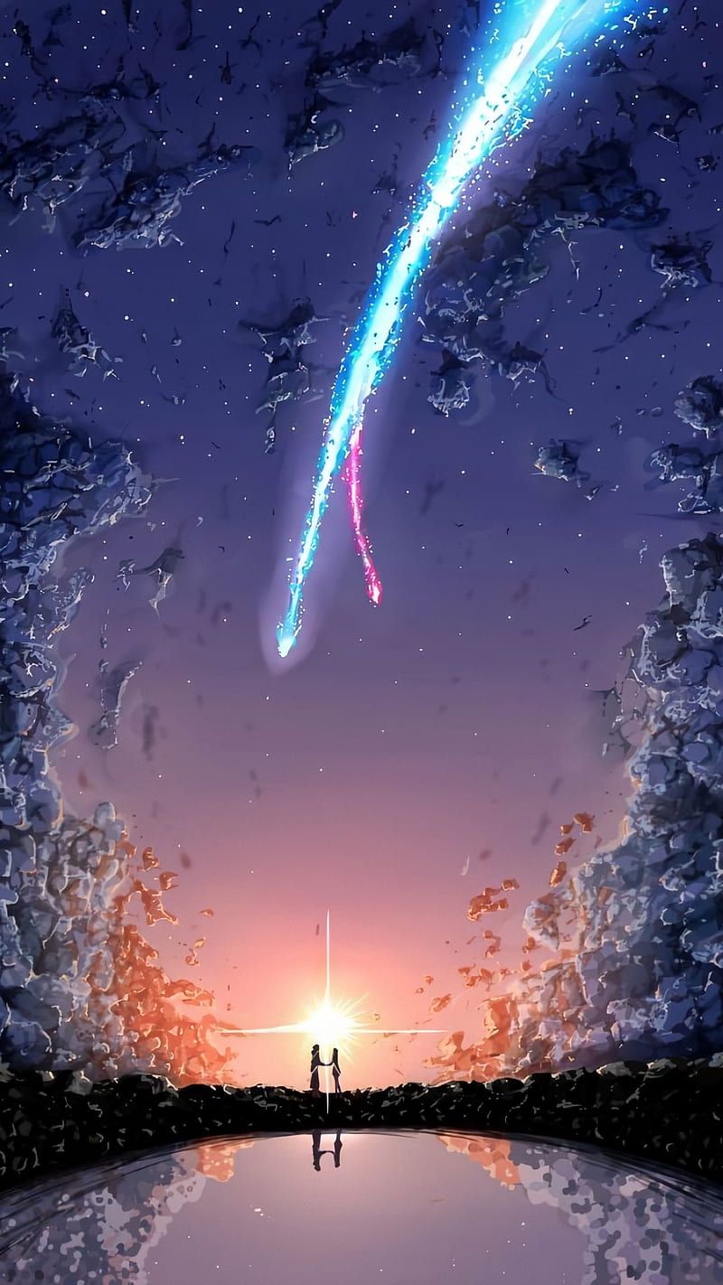 800x1422 Your name, anime, light, lights, nebulae, night, sad, space, HD phone wallpaper