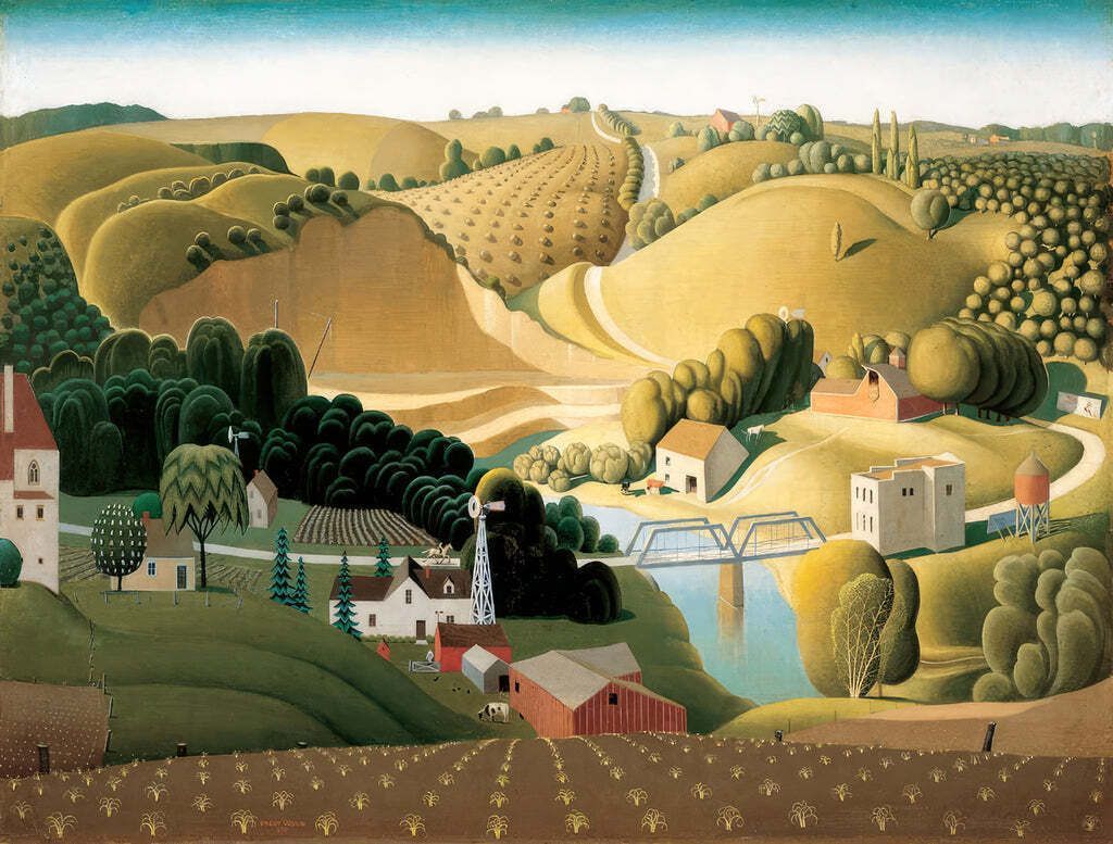1024x777 Iowa, 1930 by Grant Wood Fine Art Print